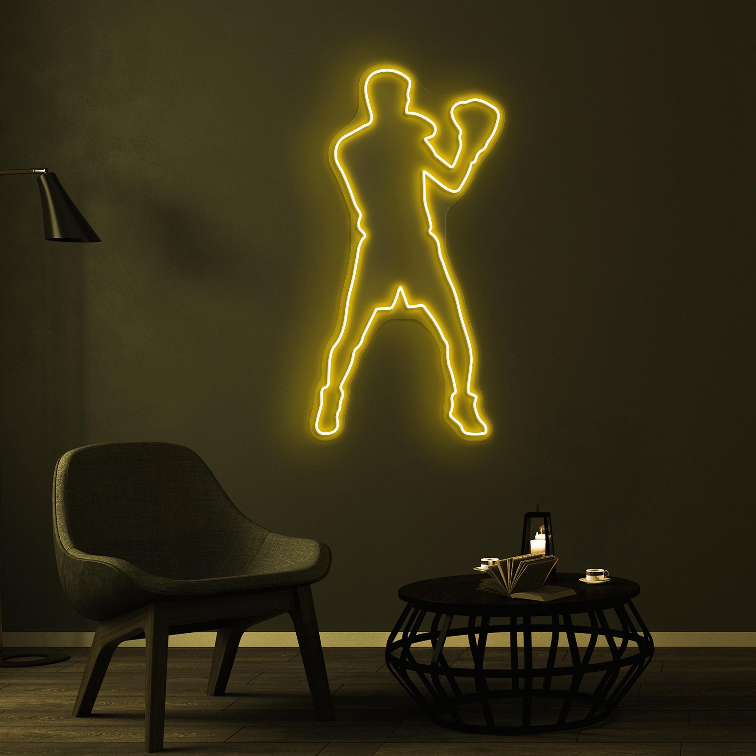 Boxer Neon Sign, Boxer LED Light, Boxer Silhouette Wall Art, Boxer Boy Wall Decor, Boxing Club Neon Light, Custom Neon Sign, Game Room Art