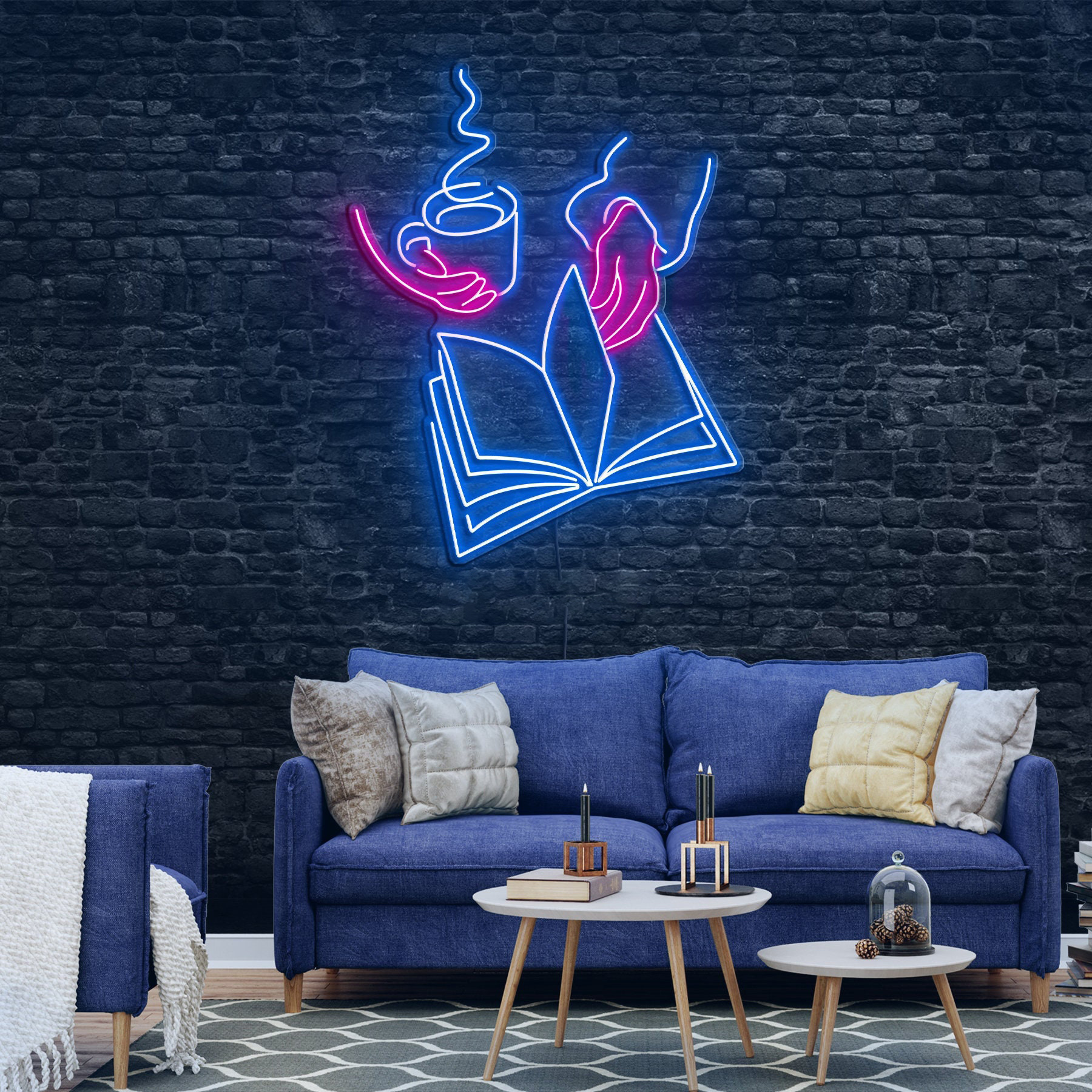 Girl Reading Book LED Light,Women Reading Book and Coffee Neon Sign,Bookworm Wall Art,Book Lady Neon Light,Bedroom Decor for Literary Lovers