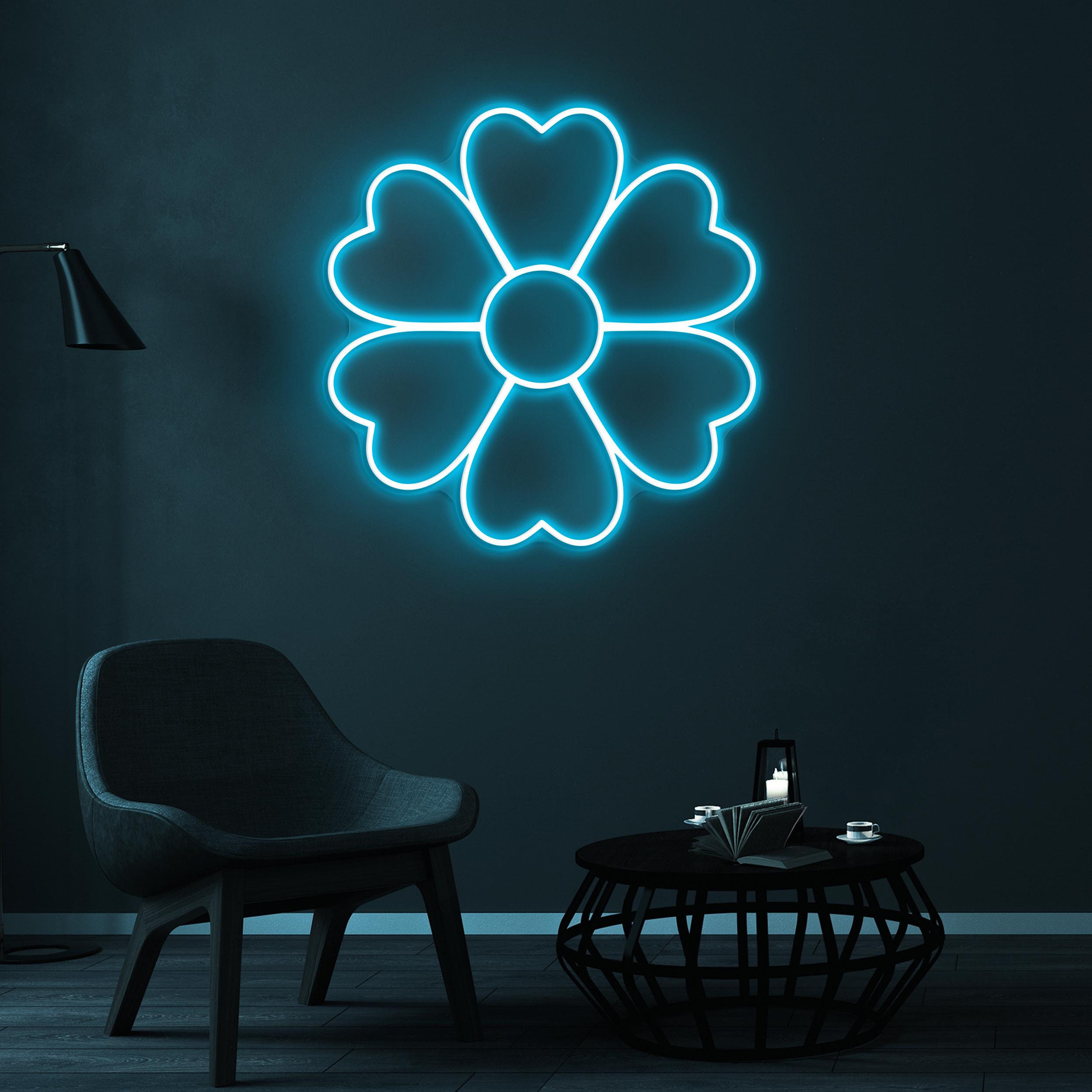 Flower Neon Sign, Heart Flower LED Light, Flower Wall Decor, Decor for Home, Party, Garden & Yard, Gift for Couple, Wedding Parties Wall Art