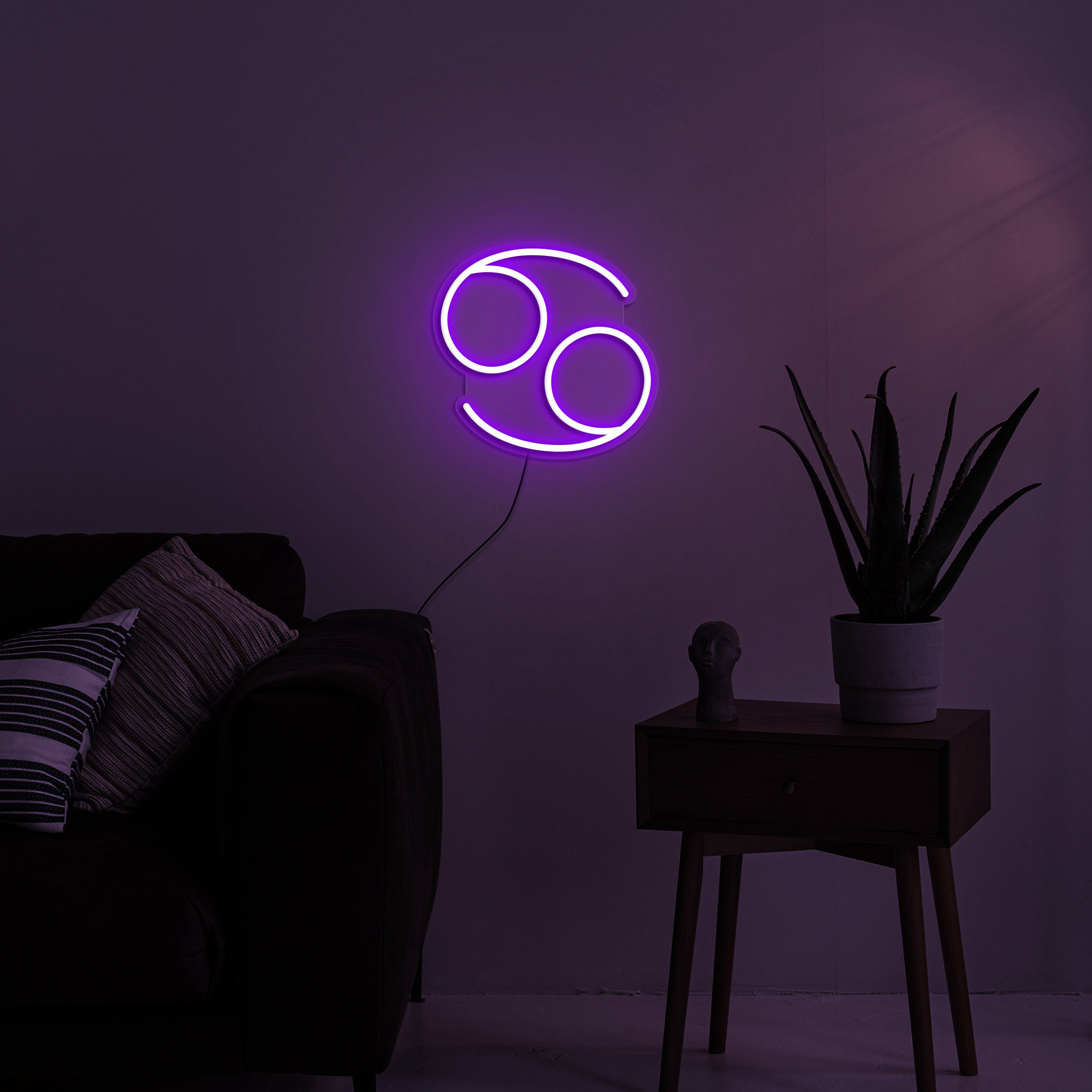 Cancer Neon Sign, Zodiac Horoscope LED Light, Astrology Wall Decor, Spiritual Gift for Birthdays, Kids Room, Constellation USB Neon Light