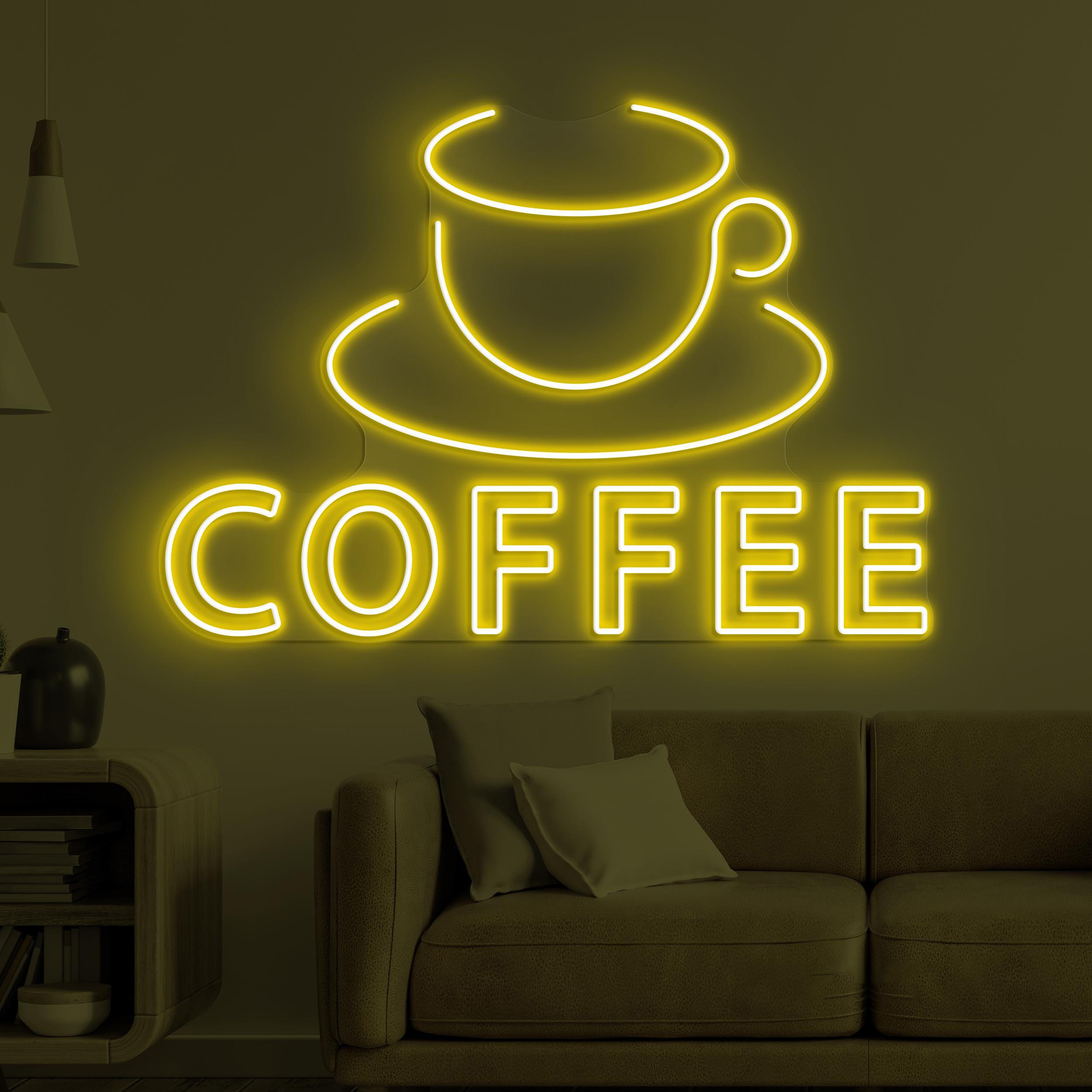 Coffee Neon Sign, Coffee Cup LED Light, Kitchen Wall Decor, Coffee Shop Neon Light, Cafe, Bar, & Restaurants Decor, Coffee Lover's Gift
