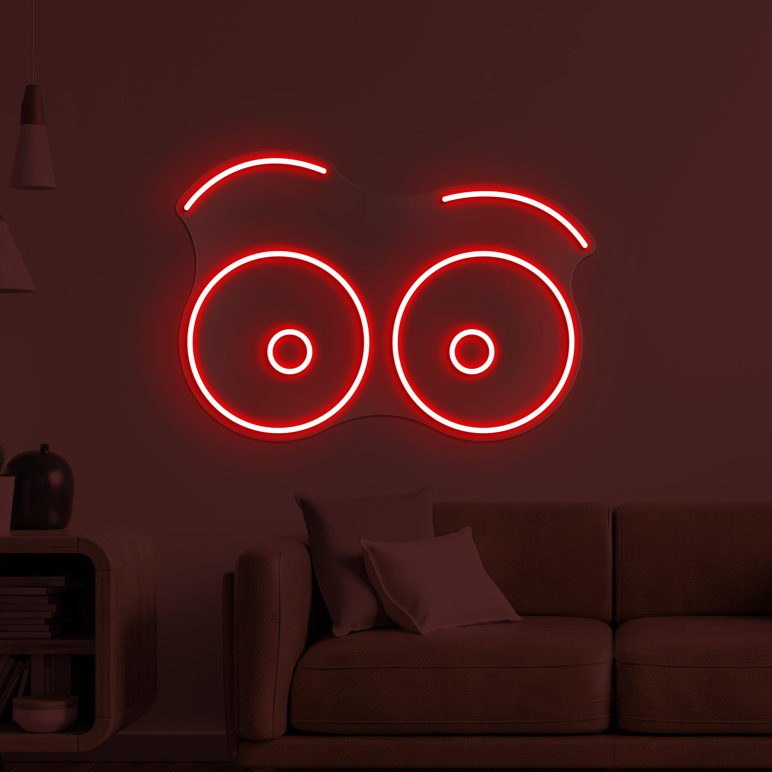 Eye Emoji Neon Sign, Eyebrows LED Light, Surprised Eyes Wall Decor, Quirky Face Wall Art, Nursery Room Neon Light, Home Wall Art, Cafe Decor