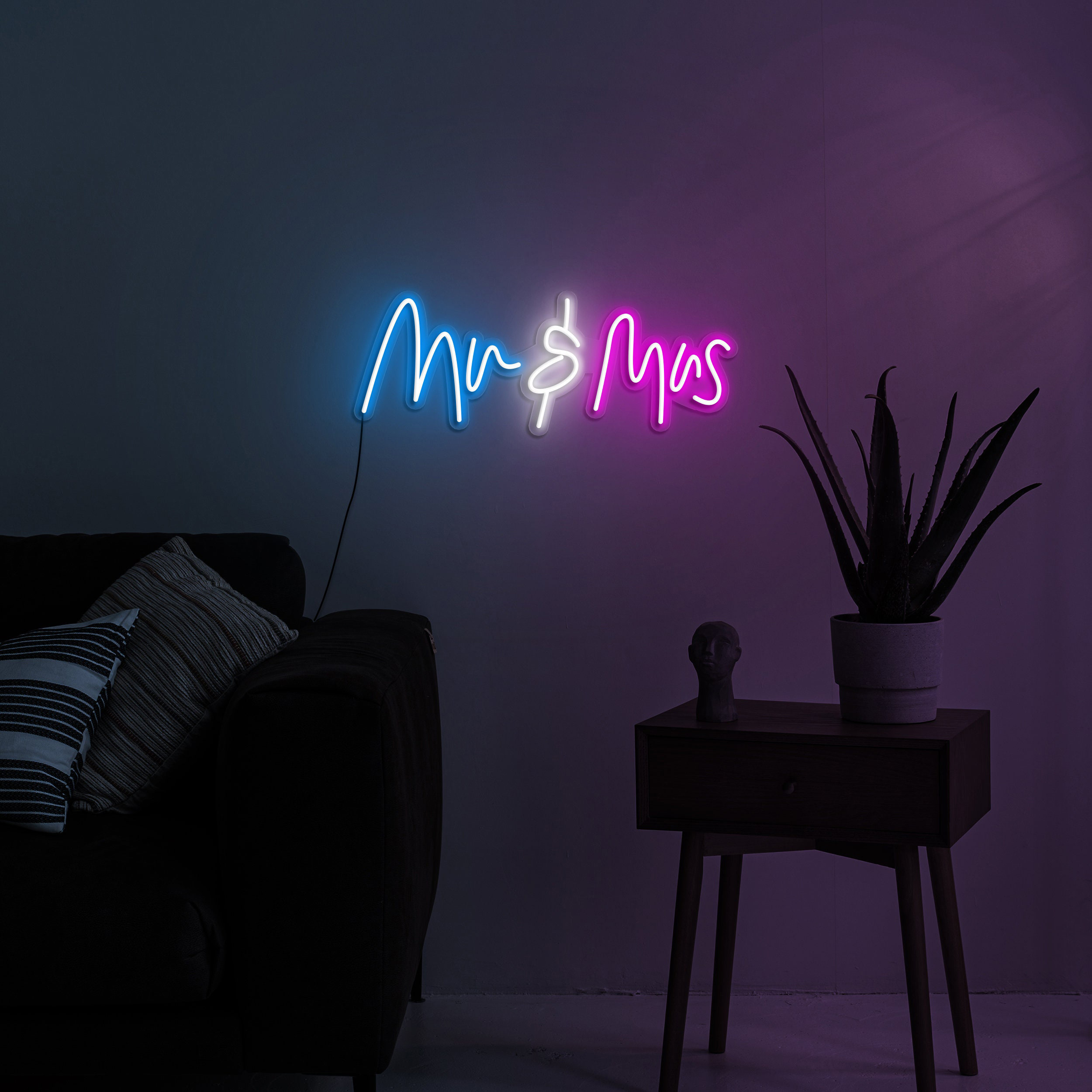 Mr. and Mrs. Neon Sign | Dimmable LED Lights | Wedding Reception Decor | USB Powered | Anniversary Engagement Gifts | Neon Light Backdrop