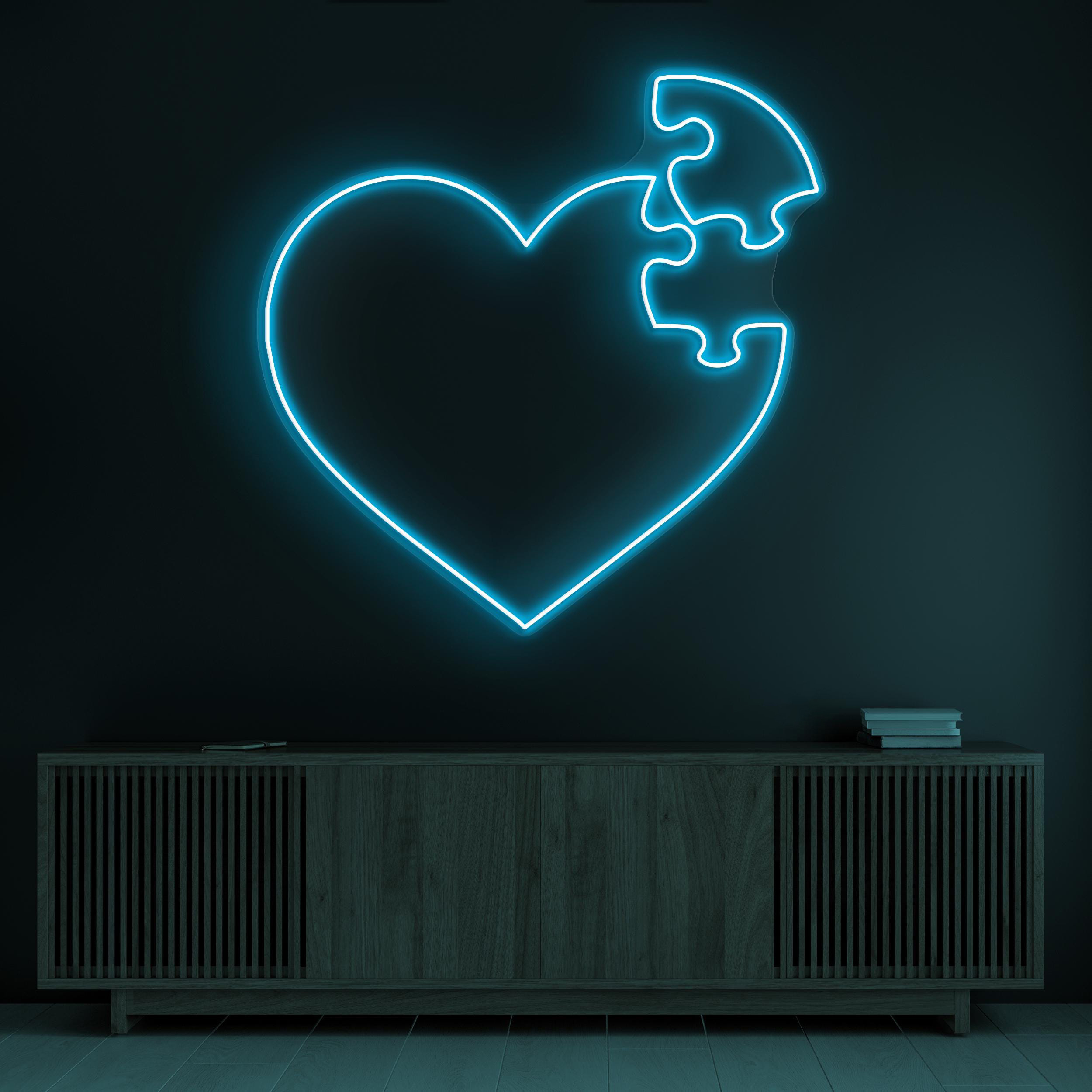 Heart Puzzle Neon Sign, Heart Puzzle LED Light, Love Hearts Wall Decor, Wedding Party Wall Art, Love Led Neon Sign, Couple Room Decor, Gift