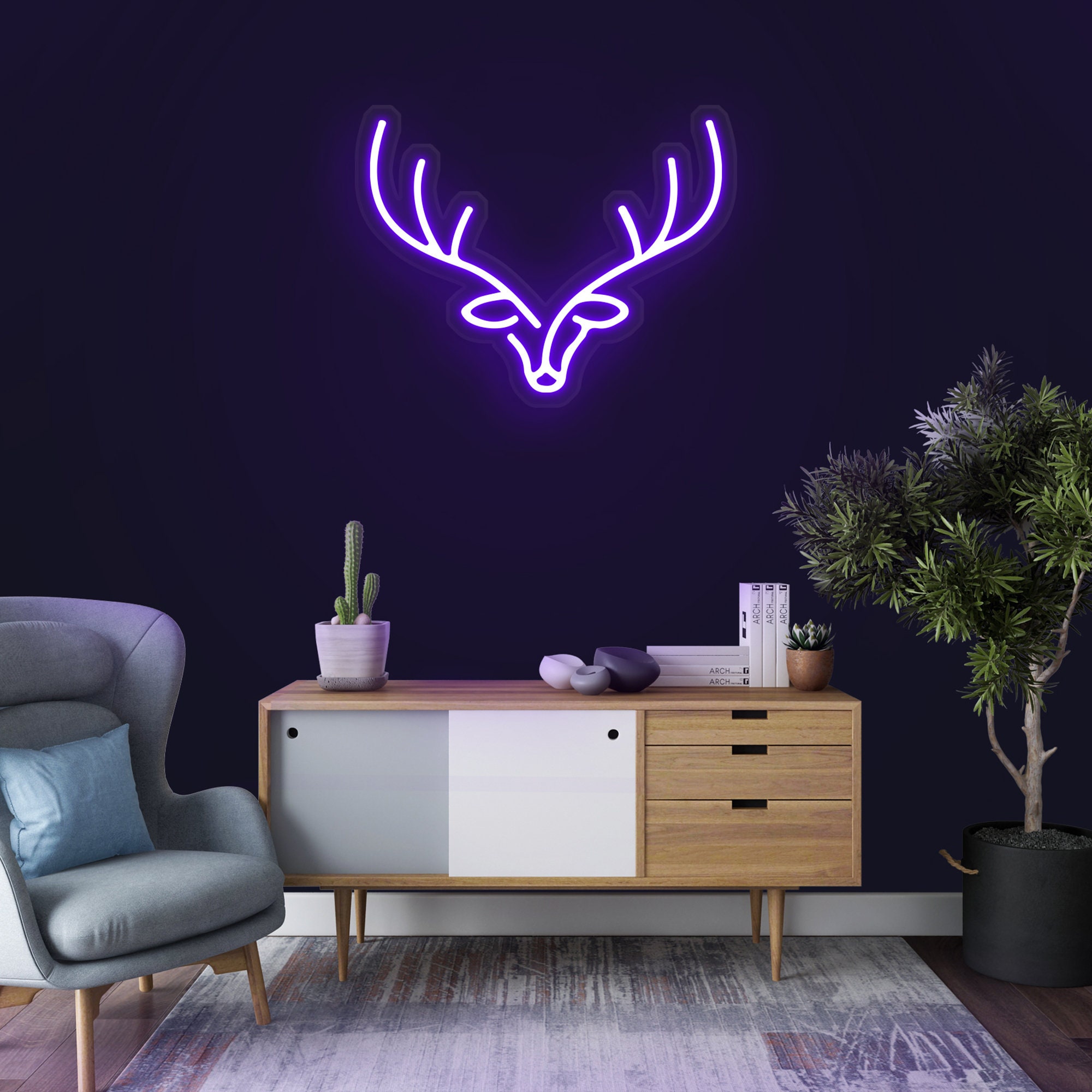 Reindeer Elk Deer Neon Sign, Deer LED Light, Deer Wall Art, Deer Light, Christmas and Party Decor, Deer Head Neon Sign, Children's Gift Idea
