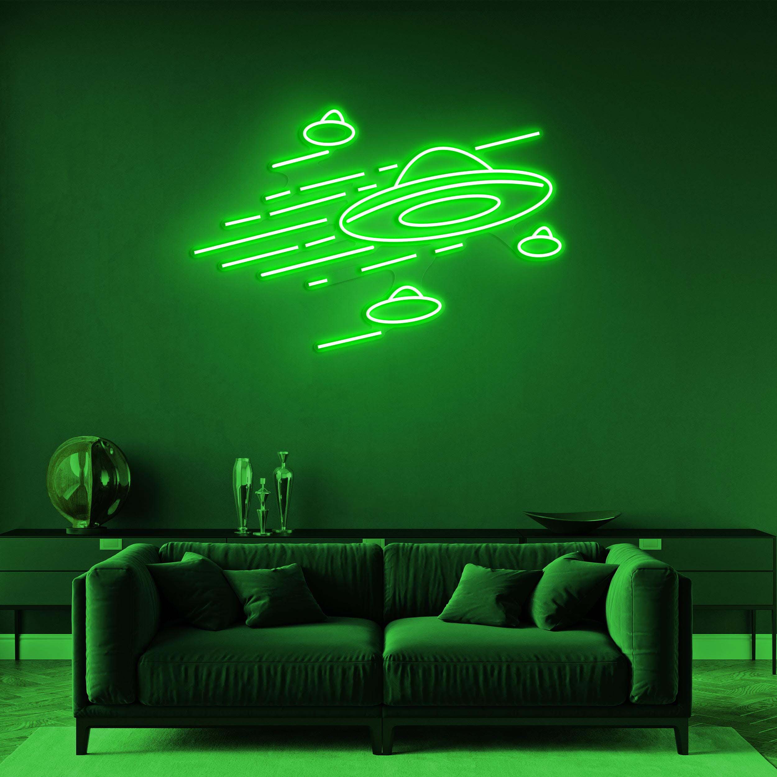 UFO Neon Sign, UFO Led Light, Flying Saucer LED Neon Art, Home Wall Decor, Custom Neon Sign, Game and Kids Room Decor, Alien Abduction, Gift