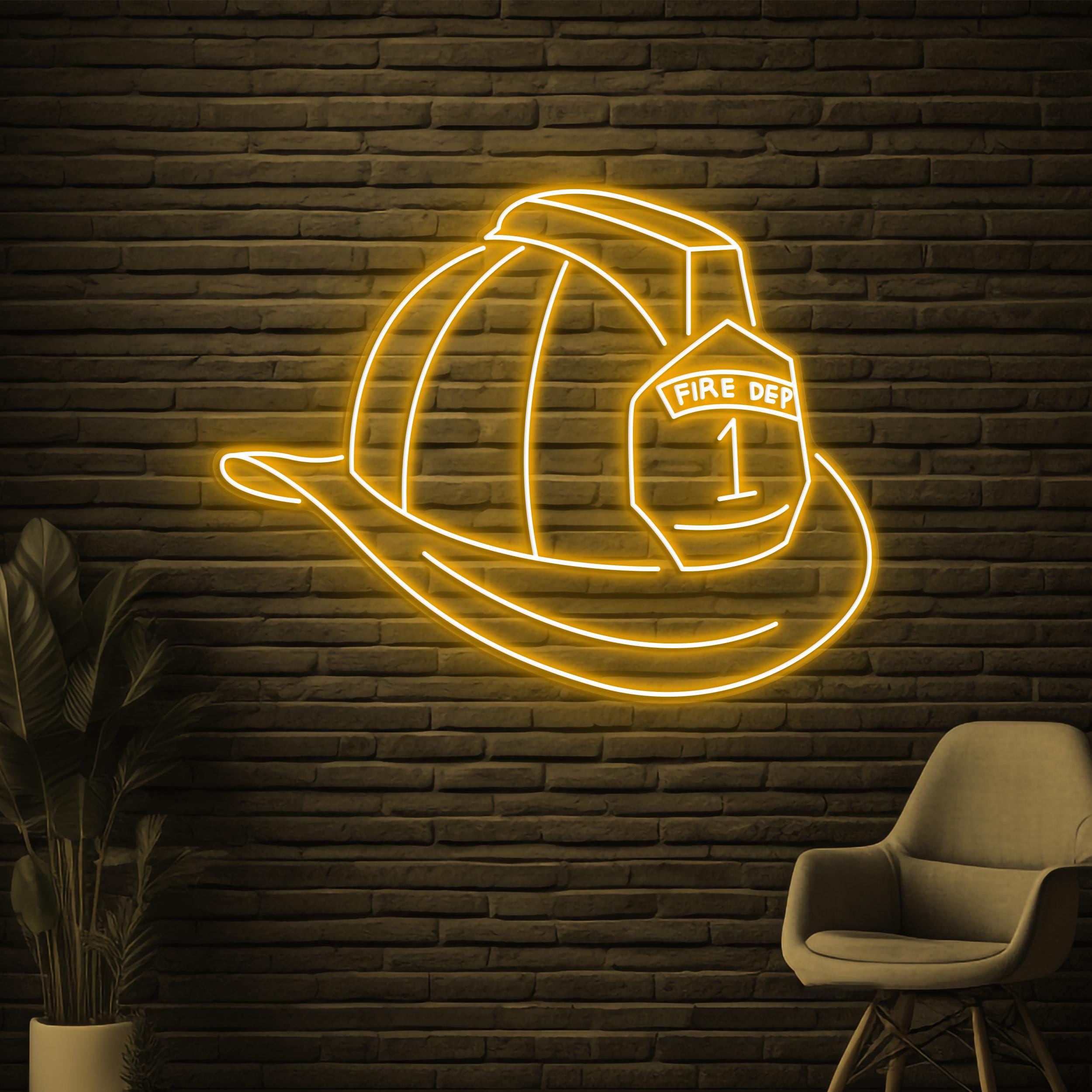 Firefighter Helmet Neon Sign, Firefighter Helmet LED Light, Rescue Room Decor, Fireman Wall Art, Firefighter Hat Sign, Fire Department Sign
