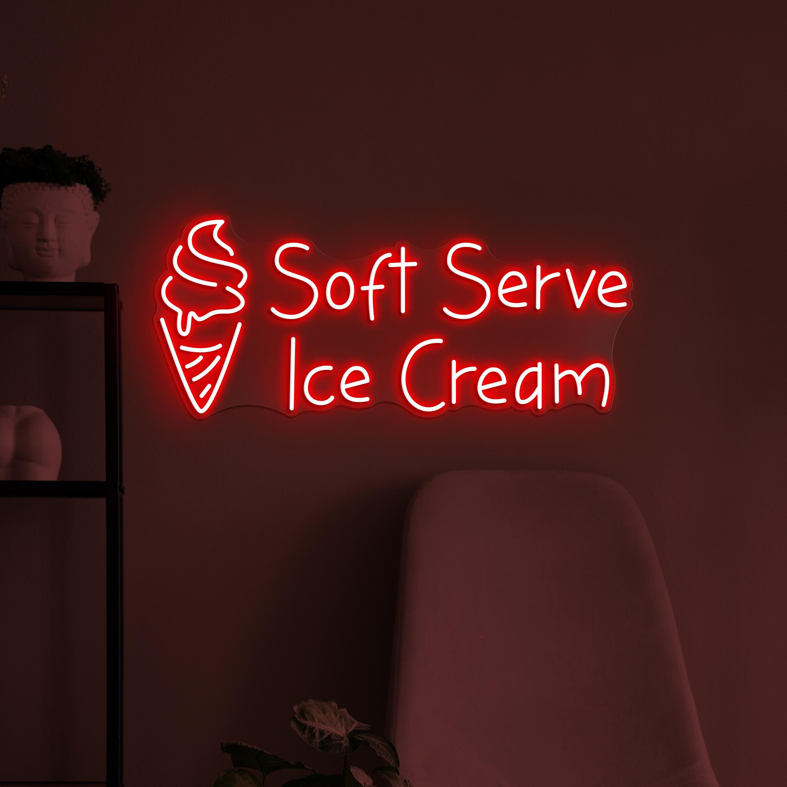 Soft Serve Ice Cream Neon Sign, Soft Serve Ice Cream LED Light, Sweet Dish Wall Art, Dessert Led Sign, Ice Cream Shop Decor, Ice Cream Lover