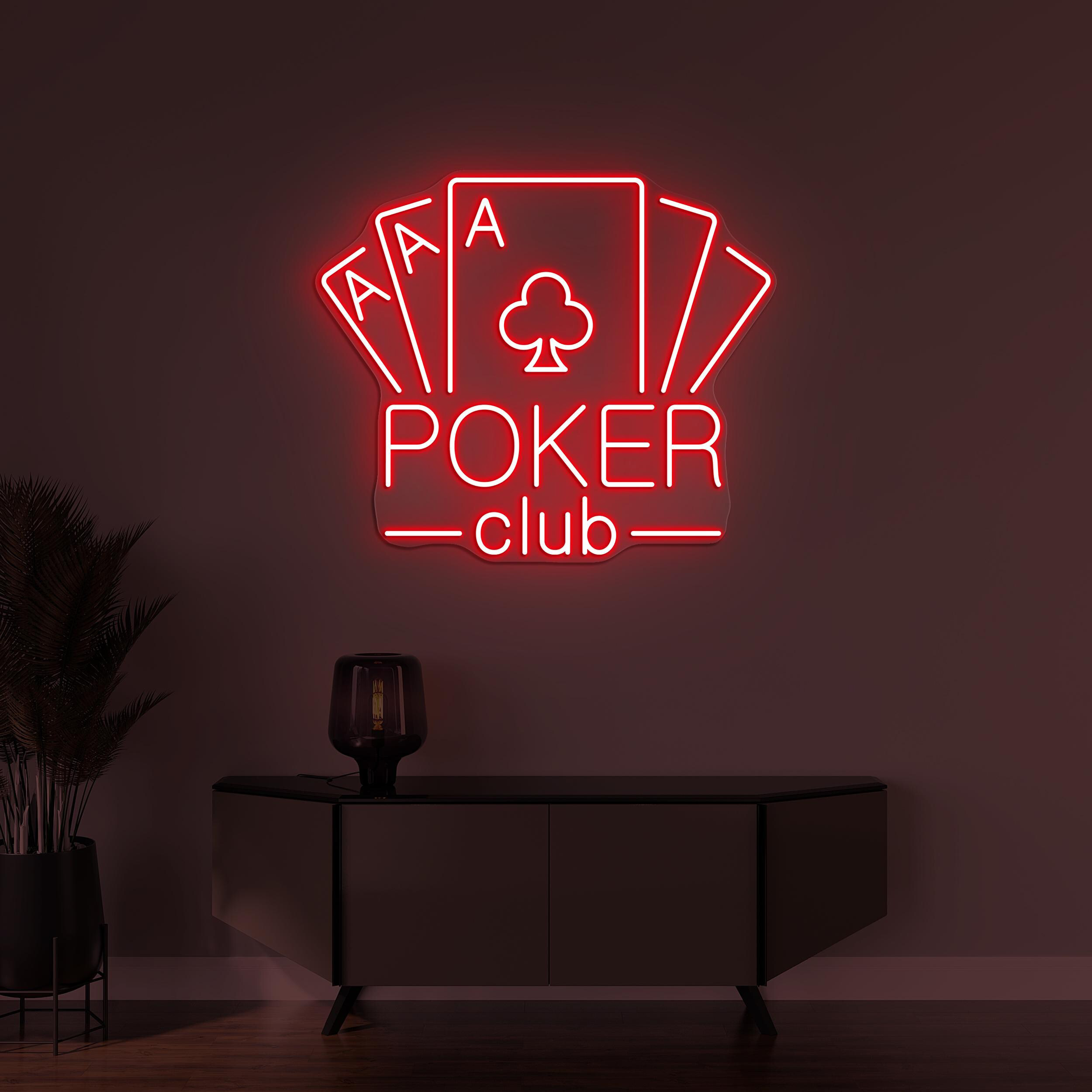 Poker Club Neon Sign, Poker Club LED Light, Poker Wall Art, Playing Cards Wall Decor, Game Room Wall Art, Custom Neon Sign, Casino Led Sign