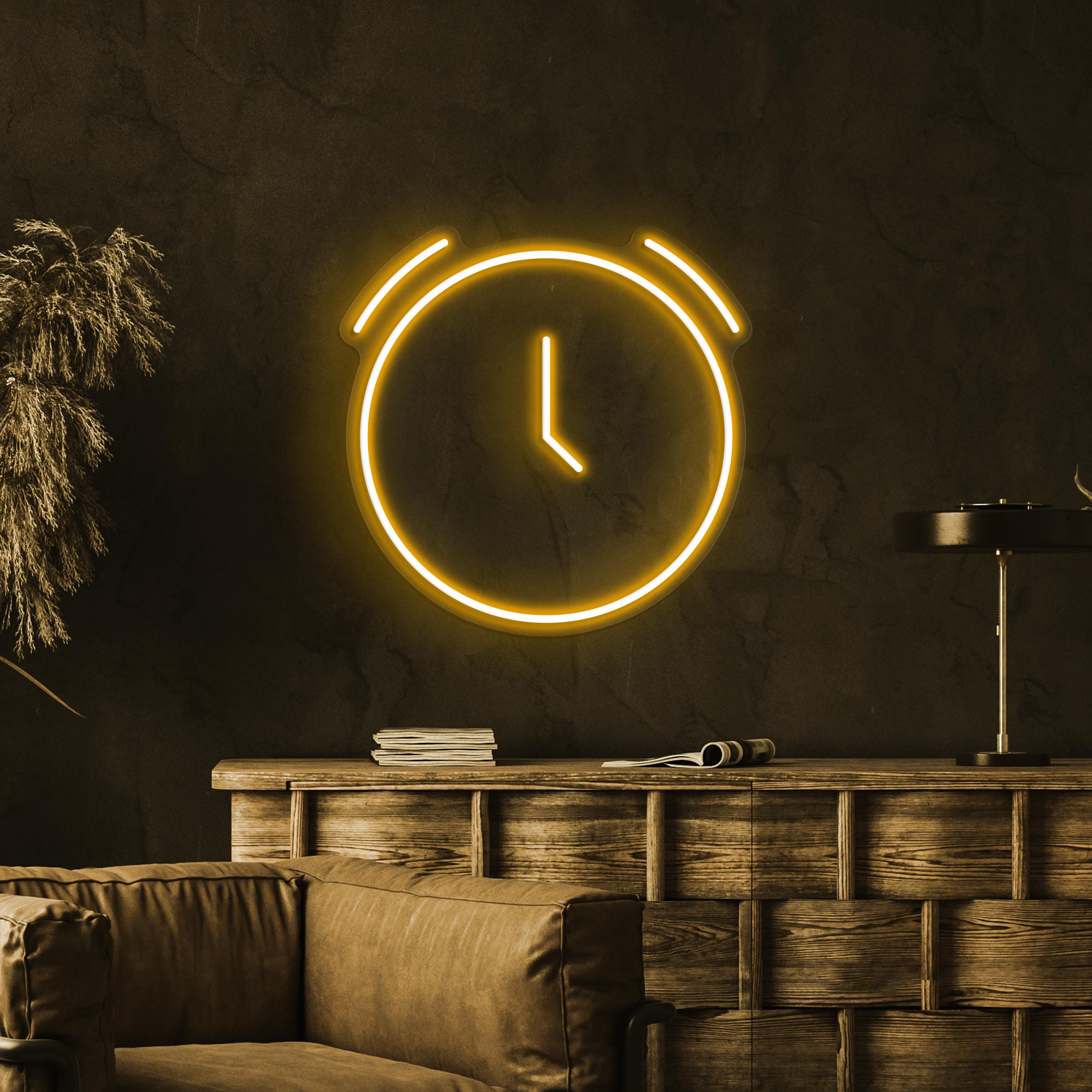 Clock Neon Sign, Clock LED Light, Neon Decor for Cafe, Bar, Restaurants, Time Wall Art, Kids Room Neon Light, Gift for Birthday, Custom Sign