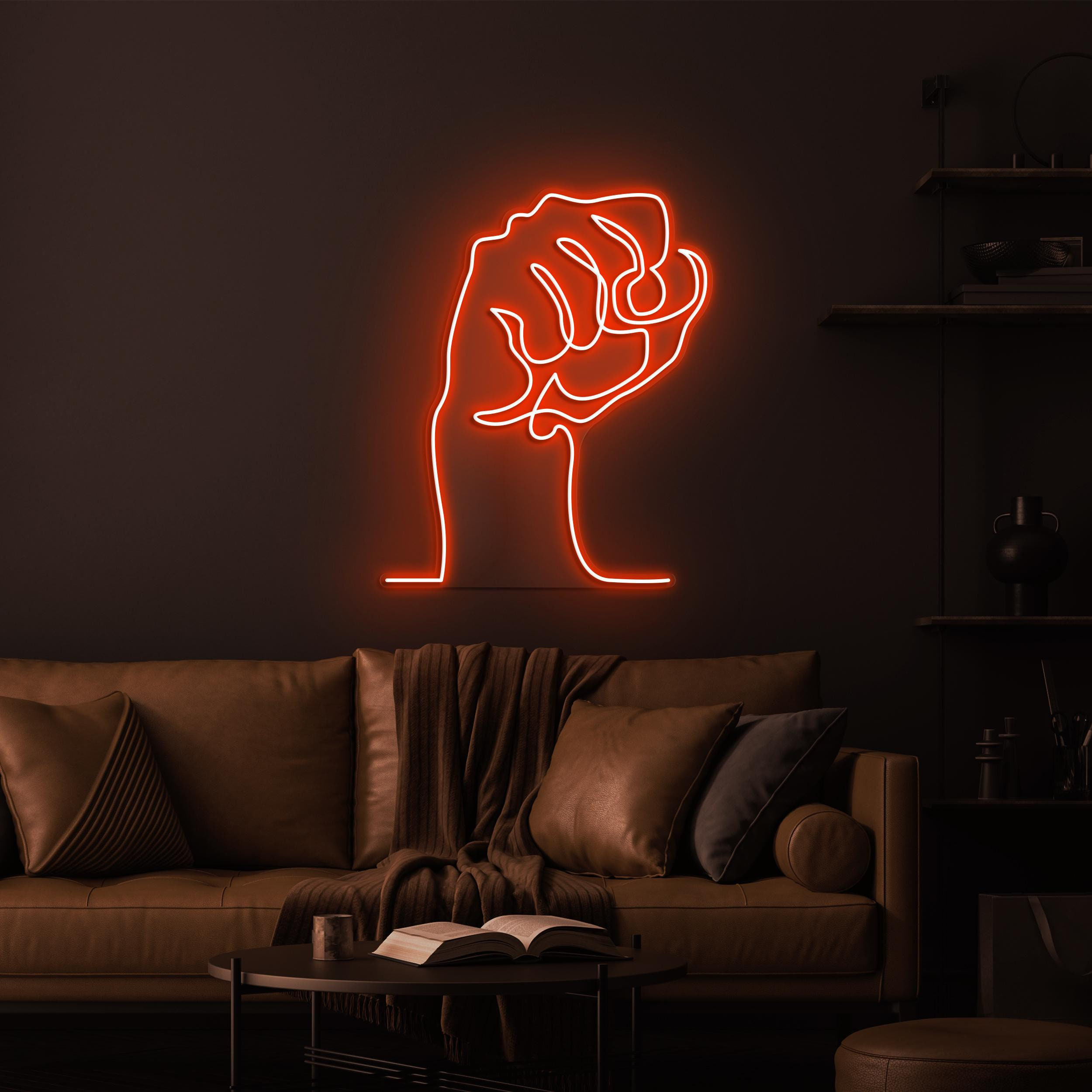 Raised Hand Neon Sign, Fist Hand LED Light, Raised Hand LED Naon Art, Custom Neon Sign, Home Wall Decor, Power to the People Neon Sign, Gift