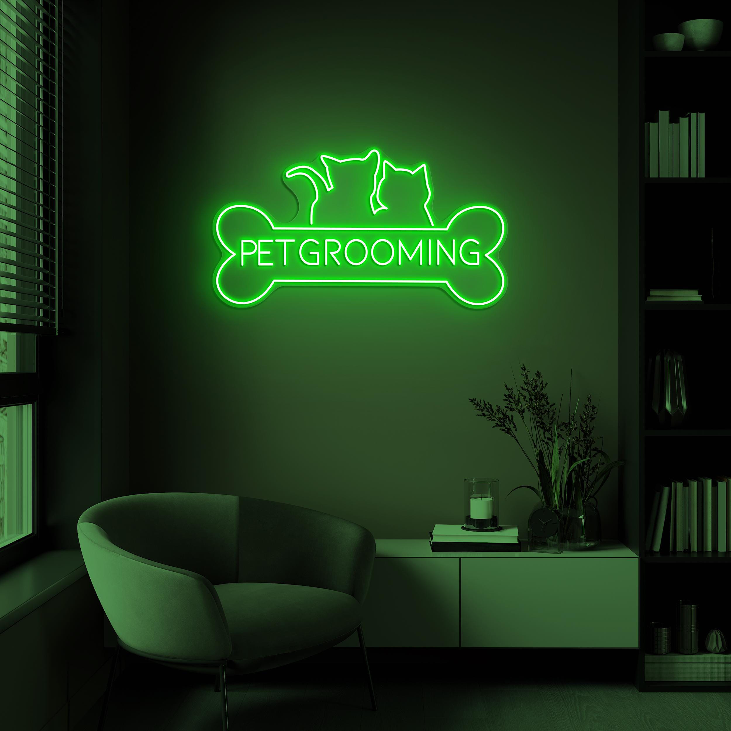 Pet Grooming Neon Sign, Pet Grooming LED Light, Dog Cat Pet Service Decor, Pet Shop Wall Art, Animal Neon Light, Pet Grooming Salon Art