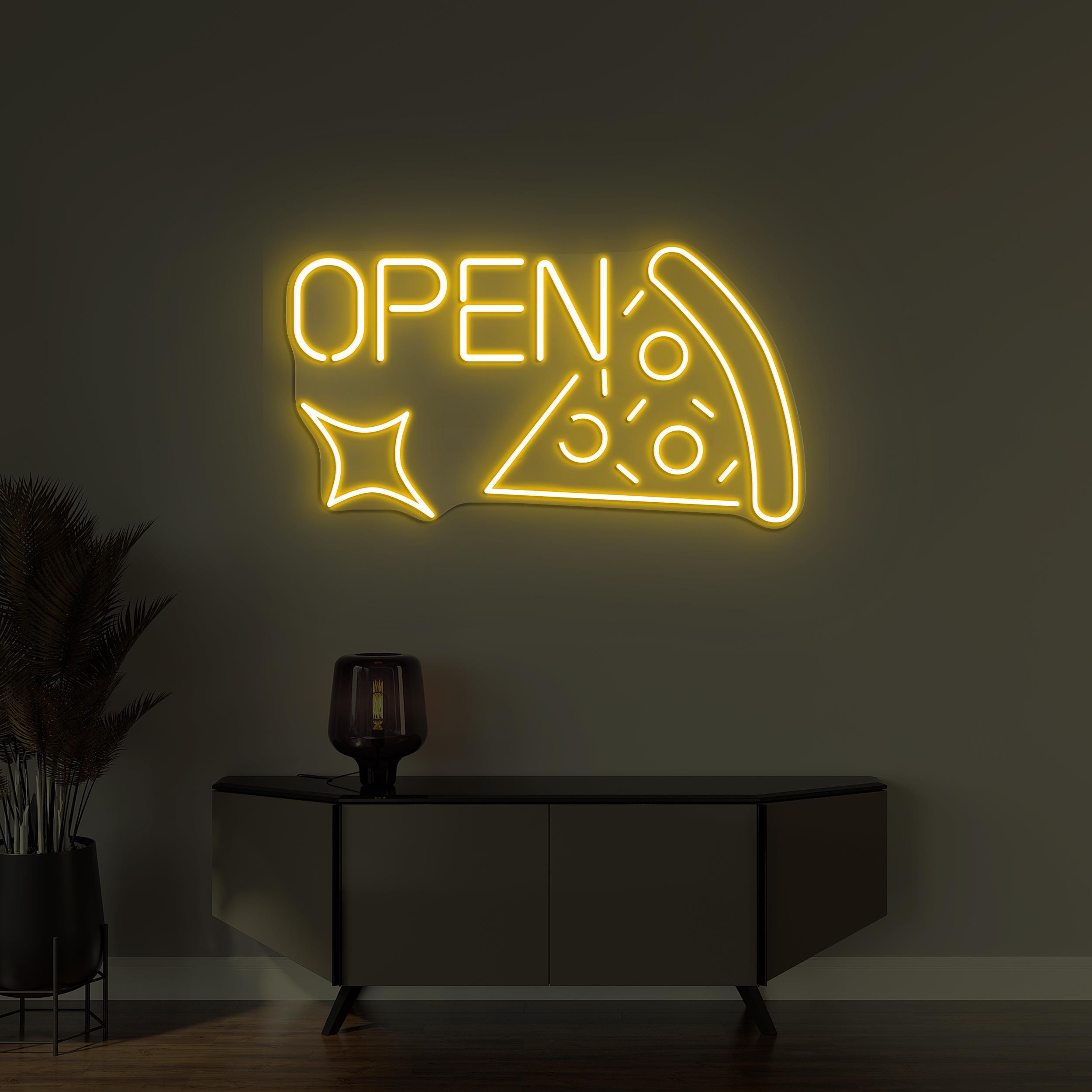 Pizza OPEN Neon Sign, Pizza OPEN LED Light, Fast Food Restaurant Wall Decor, Kitchen Neon Art, Pizza Shop Neon Light, Personalized Neon Sign