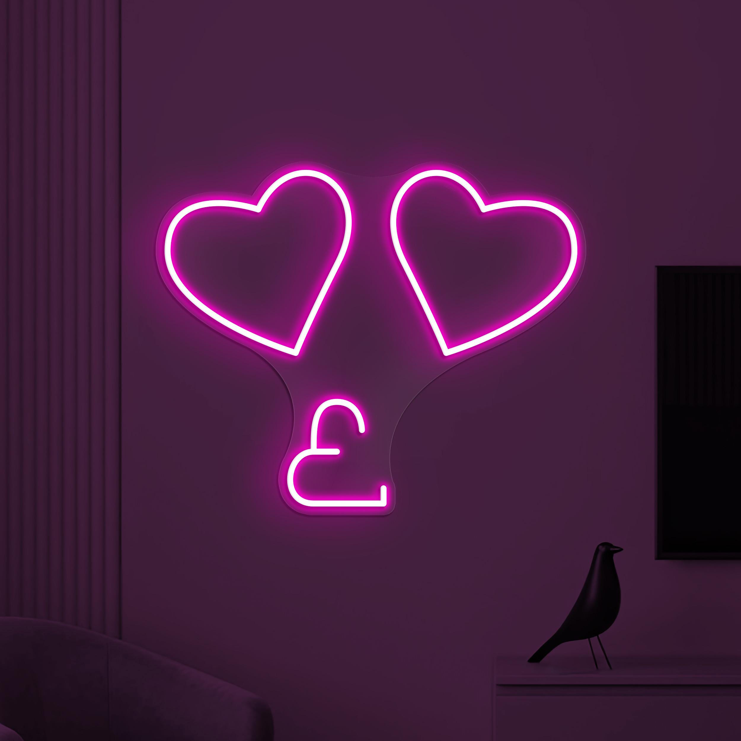 Heart Neon Sign, Double Heart LED Light, Love Hearts Wall Decor, Wedding Party Wall Art, Engagement Sign, Couple Room Decor, Gift for Couple