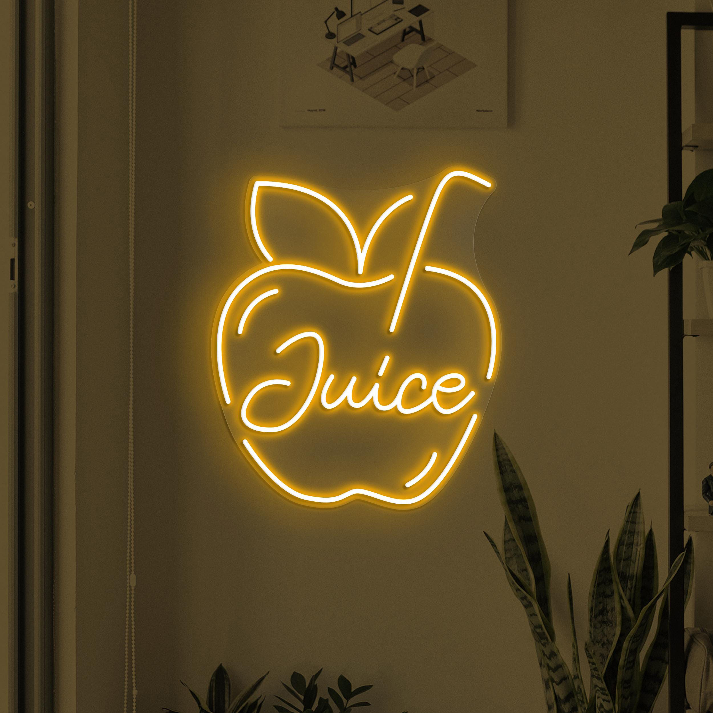 Juice Neon Sign, Juice LED Light, Apple Juice Wall Decor, Apple Wall Art, Drink Corner Neon Decor, Cafe Night Wall Light, Drunk Neon Sign