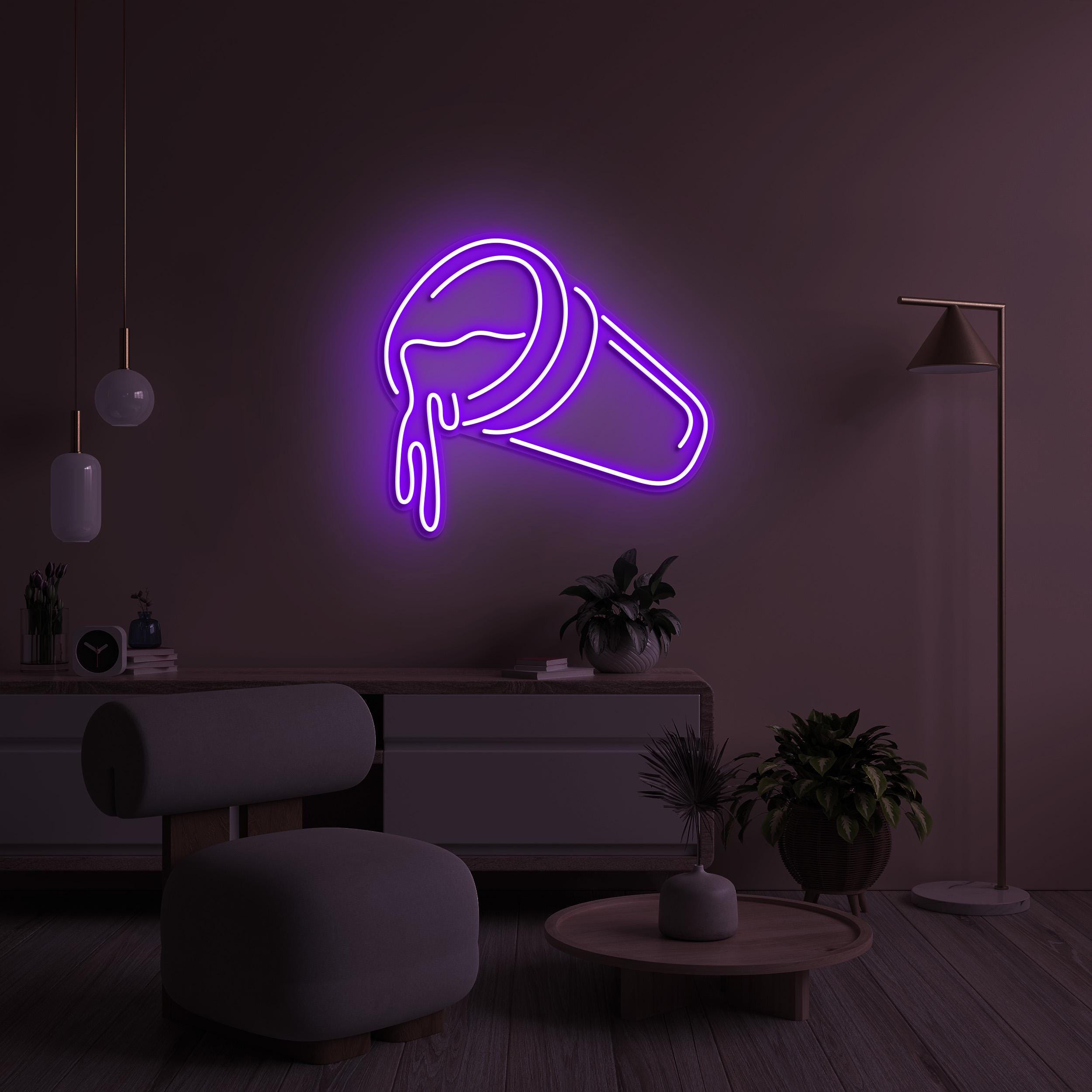 Spilled Drink Neon Sign, Spilled Juice Light, Cup Overflow LED Neon Art, Drink Cafe Wall Art, Home Wall Decor, Custom Sign, Game Room Decor