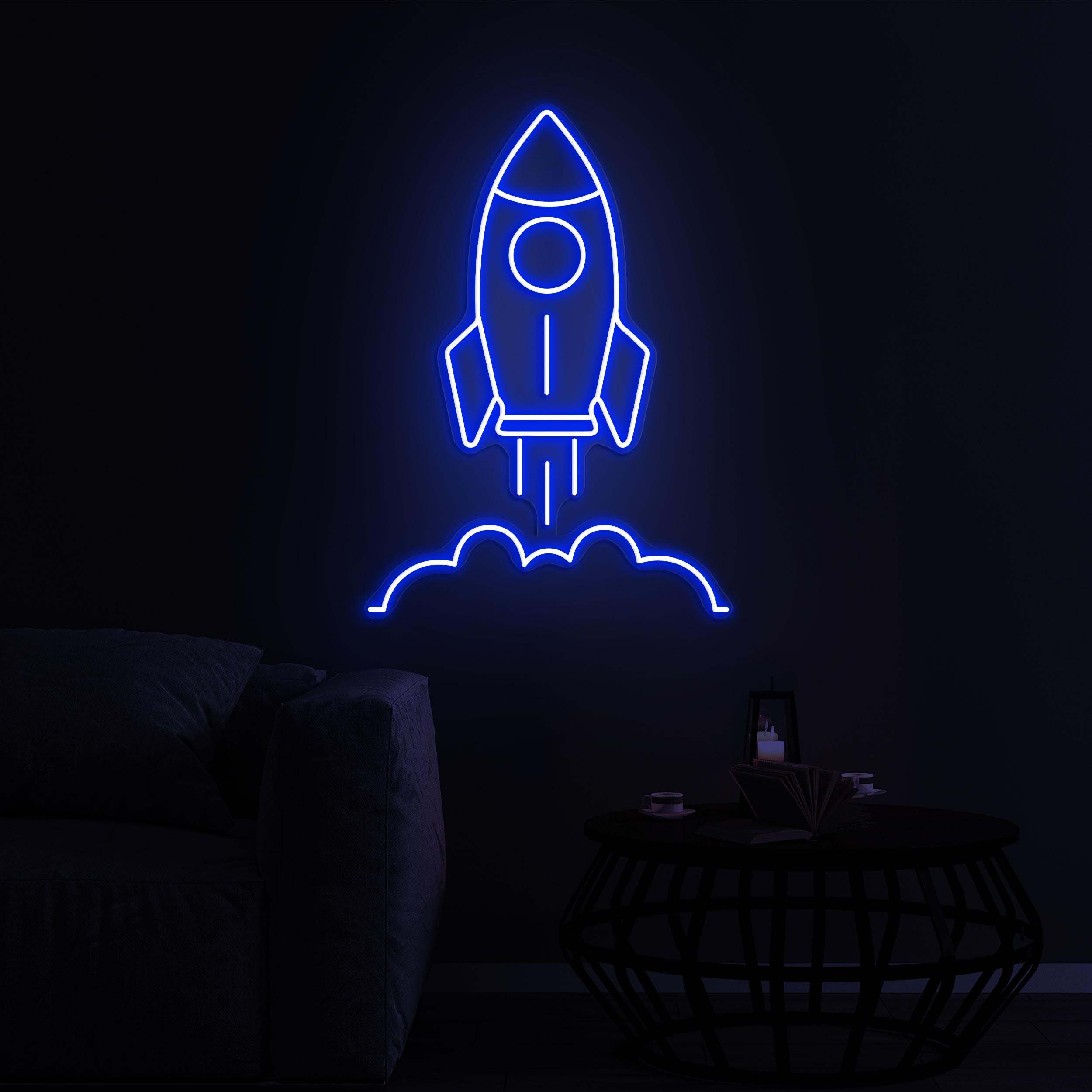 Rocket Neon Sign, Rocket LED Light, Spaceship Wall Art, Spacecraft Sign, Decor for Home, Kid's Room, Gaming Room, Shops, Rocket Hanging Art