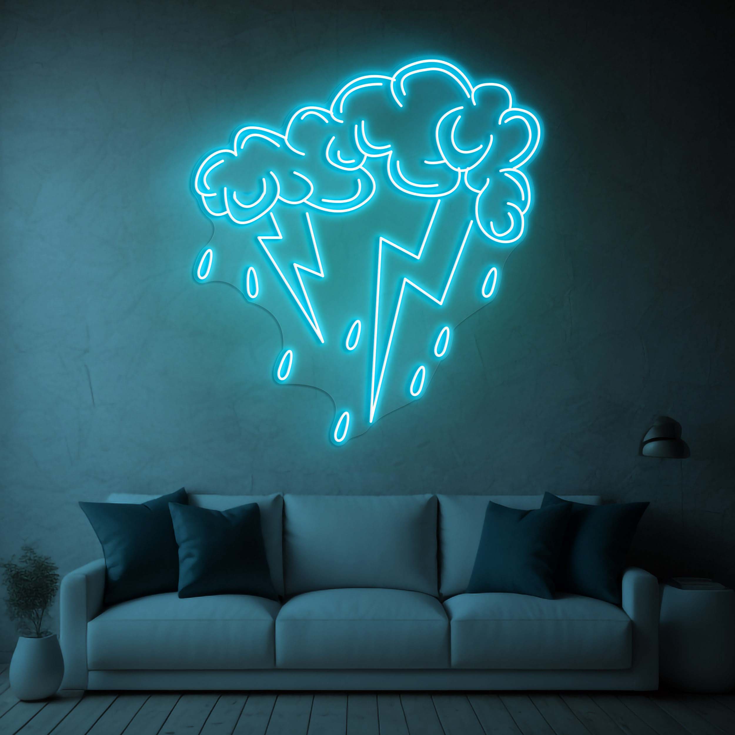 Lightning Cloud Neon Sign, Cloud LED Wall Art, Stormy Weather Decor, Rain Neon Sign, Night Light for Home, Bar, Man Cave, Kids' Room, Gifts