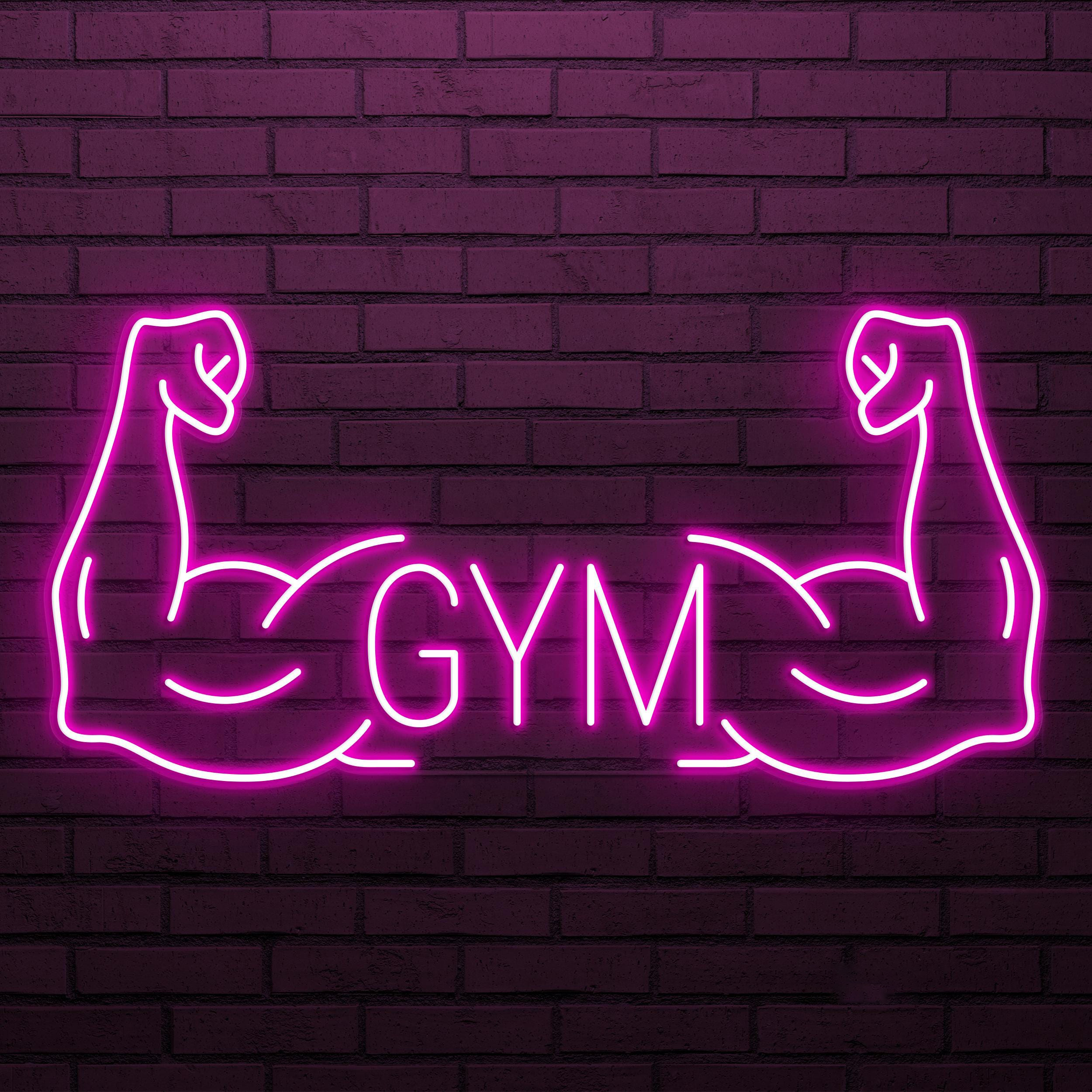 Gym Neon Sign, Gym LED Light, Dual Muscle Wall Decor, Fitness Room Wall Art, Bodybuilder Neon Light, Muscle Arms Wall Light, Exercise Decor