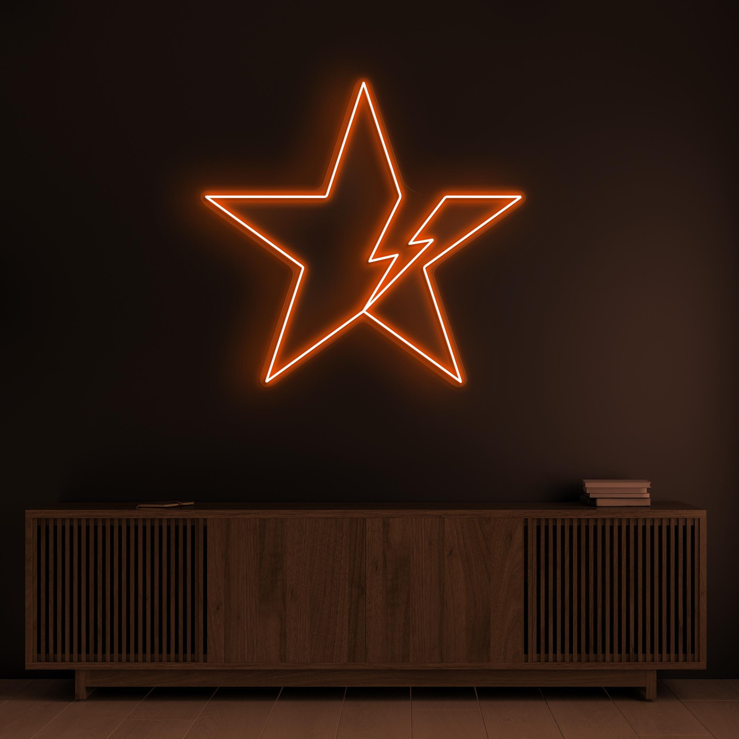 Star Neon Sign, Star LED Light, Lightning Star Wall Decor, Power Star Wall Art, Cafe & Bar Led Light, Home Wall Decor, Kids Room Neon Light