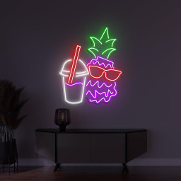 Pineapple Neon Sign, Pineapple with Glasses LED Light, Pineapple Surf Wall Decor, Bar Wall Art, Cafe Decor, Custom Neon Sign, Fruit Shop Art
