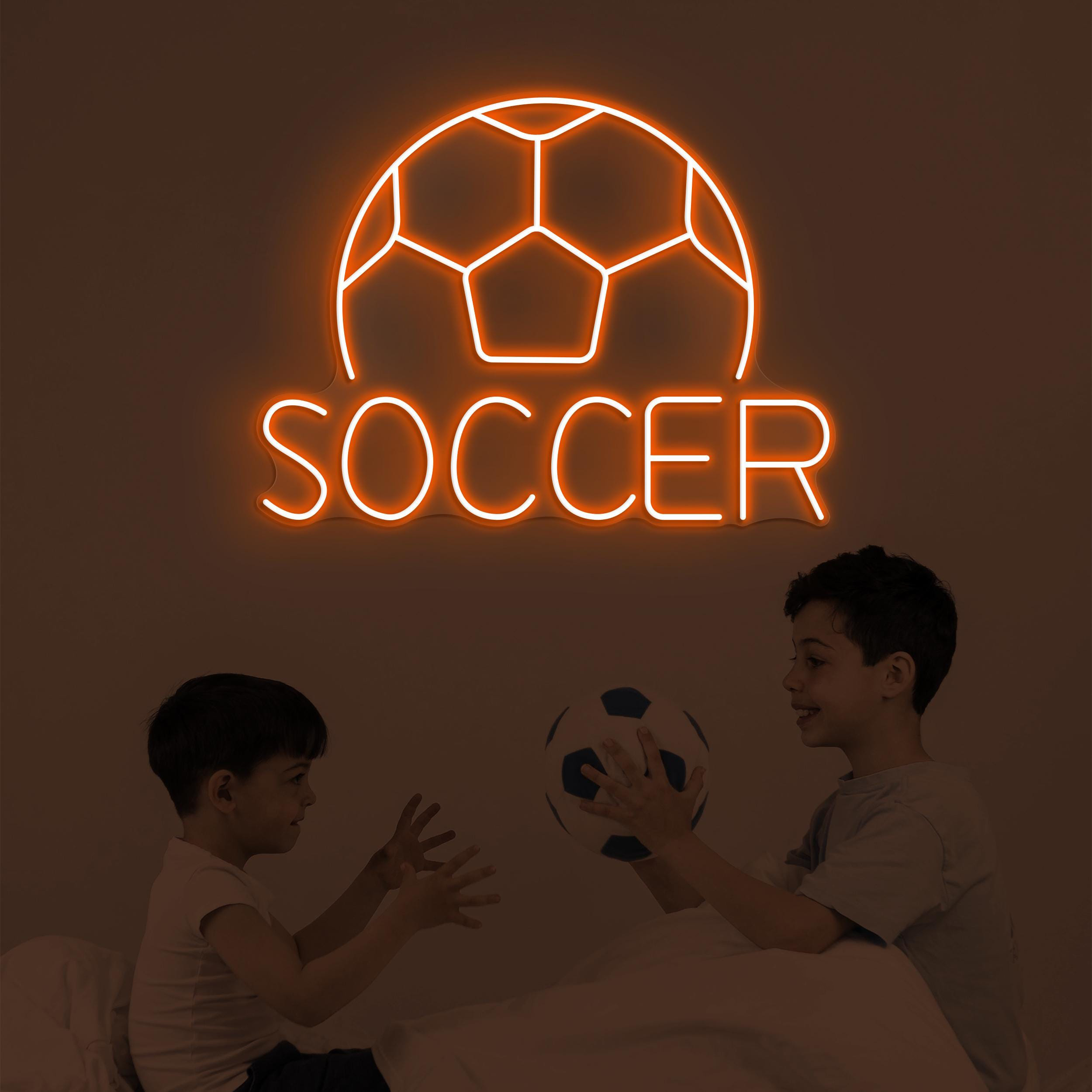 Soccer Neon Sign, Soccer LED Light, Soccer Logo Wall Art, Goal Wall Decor, Game On Neon Sign, Birthday Gift for Soccer Lover, Game Room Art