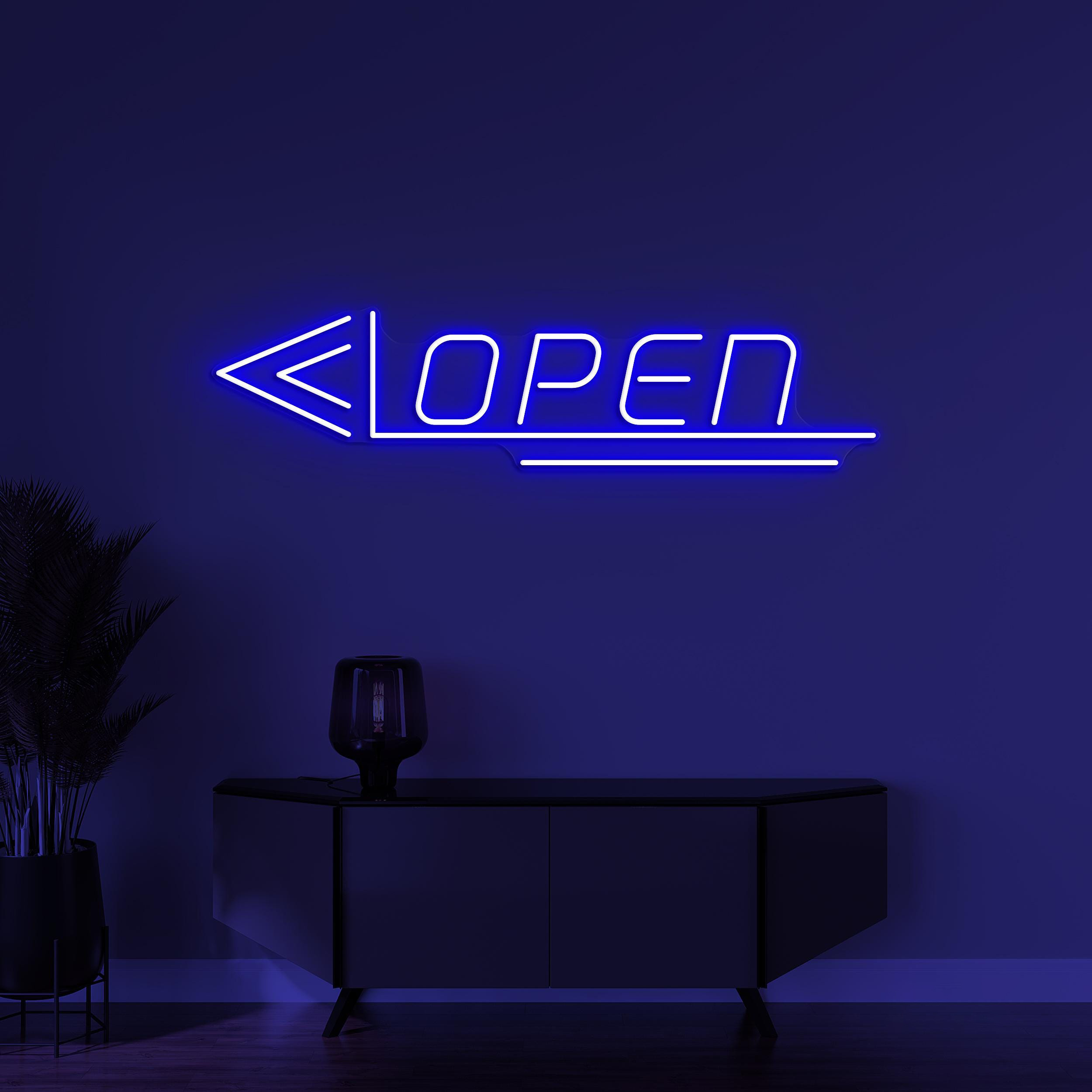 Open Neon Sign, Open LED Light, Open Arrow Wall Decor, Business Logo Wall Art, Directional Open Neon Sign, Personalized Open Neon Sign