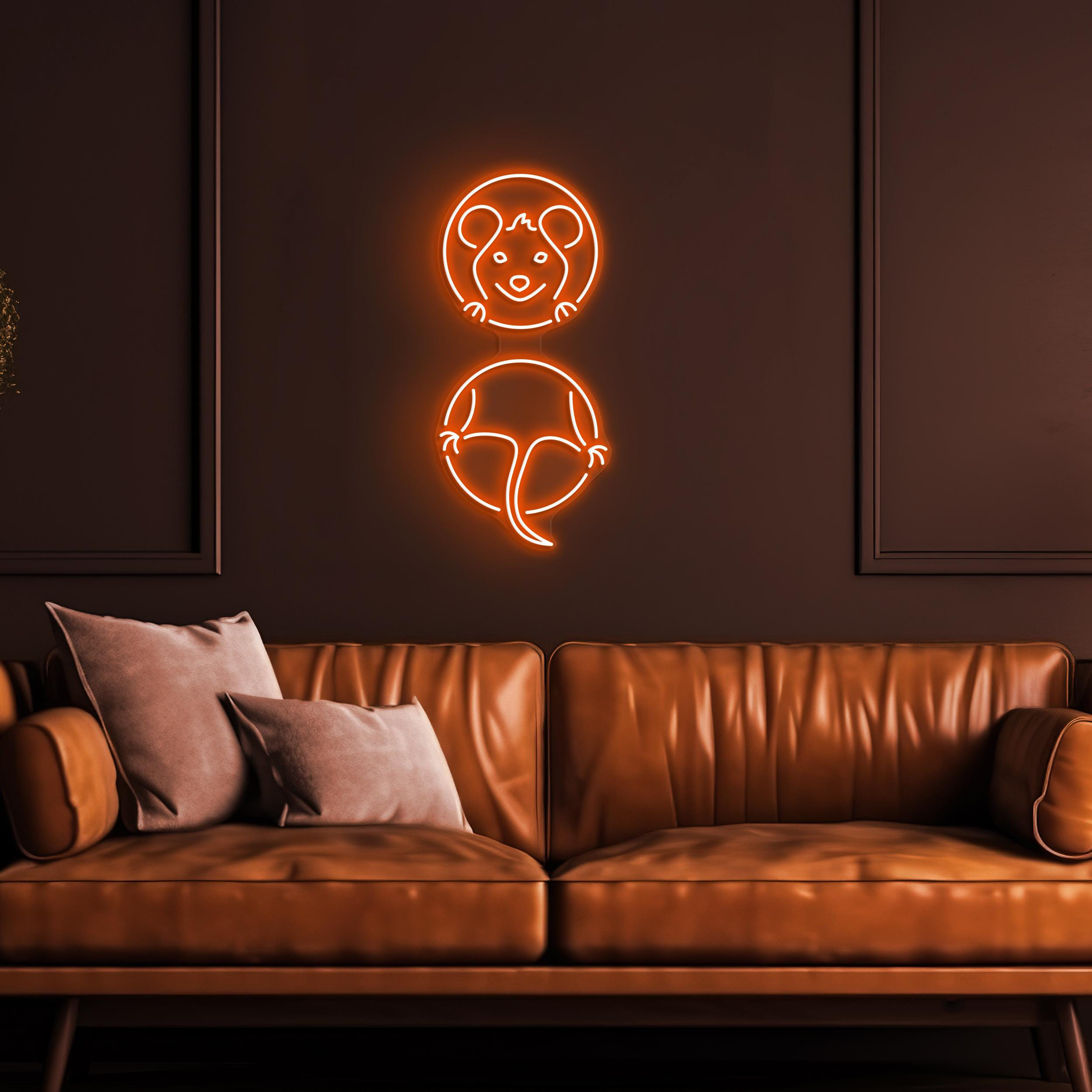 Rat In Hole Neon Sign, Rat In Hole Led Light, Cute Mouse Wall Decor, Kids Room Wall Art, Animal Shop Neon Light, Custom Sign, Mice Wall Art