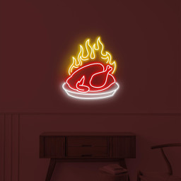 Flaming Chicken Neon Sign, Flaming Chicken LED Light, Restaurant Wall Decor, Chicken Shop Wall Art, Chicken Neon Sign, Roast Chicken Sign