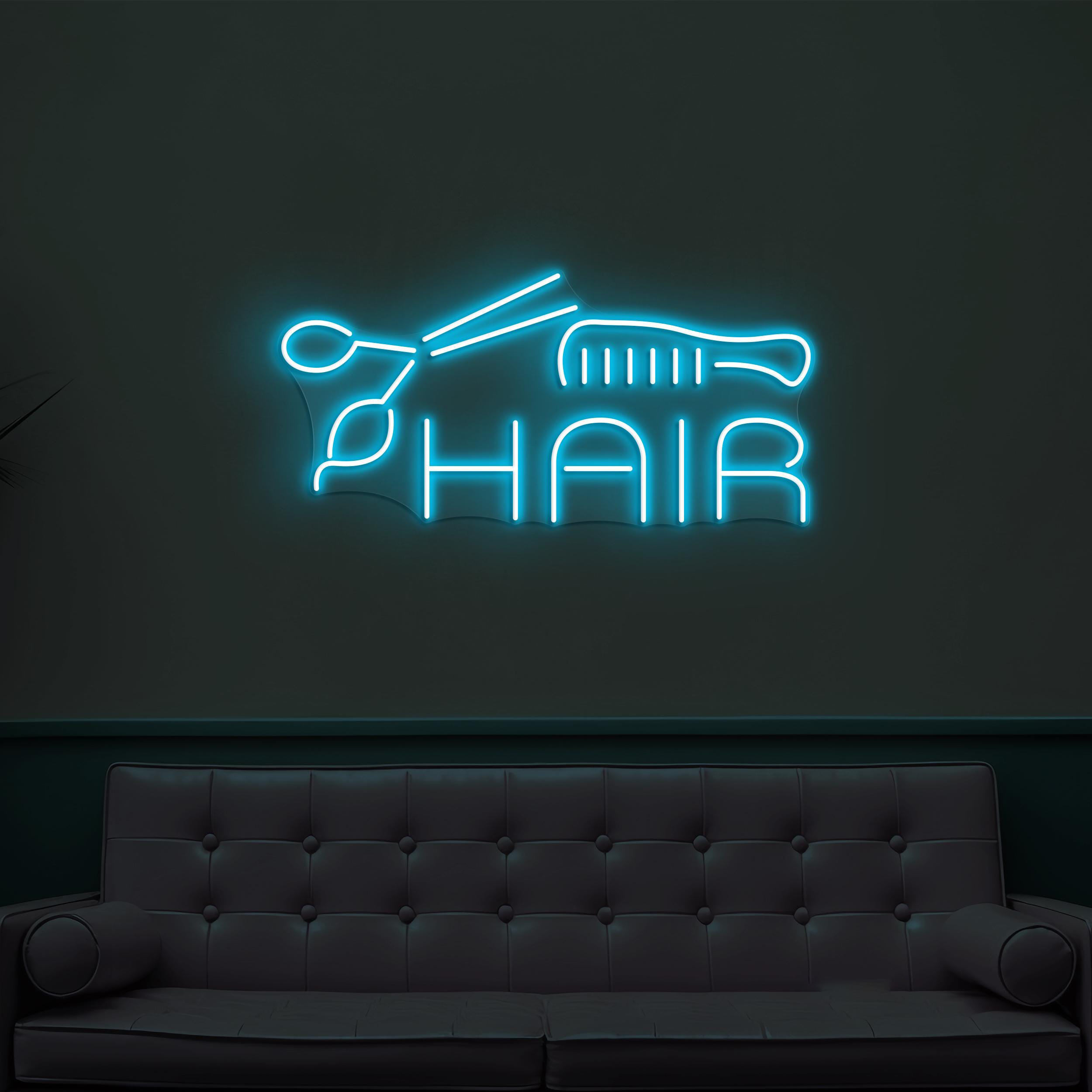 Hair Neon Sign, Hair LED Light, Styling Studio Wall Art, Scissor and Comb Wall Decor, Barber Shop Neon Wall Light, Beauty Salon Neon Decor