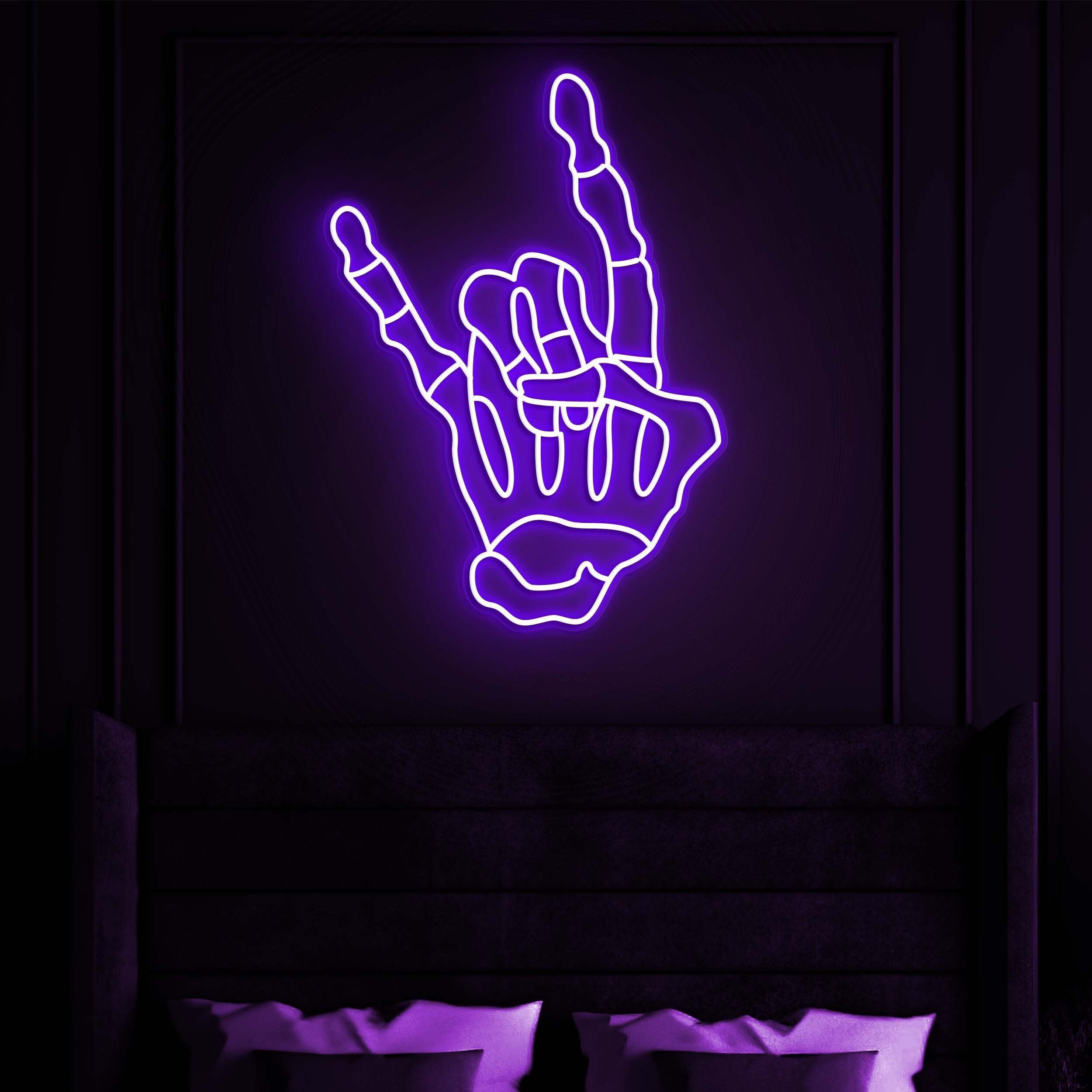 Rock N Roll Neon Sign, Skeleton Hand LED Light, Skeleton LED Neon Light, Custom Neon Sign, Wall Decor for Music Lovers, Home Decoration,Gift