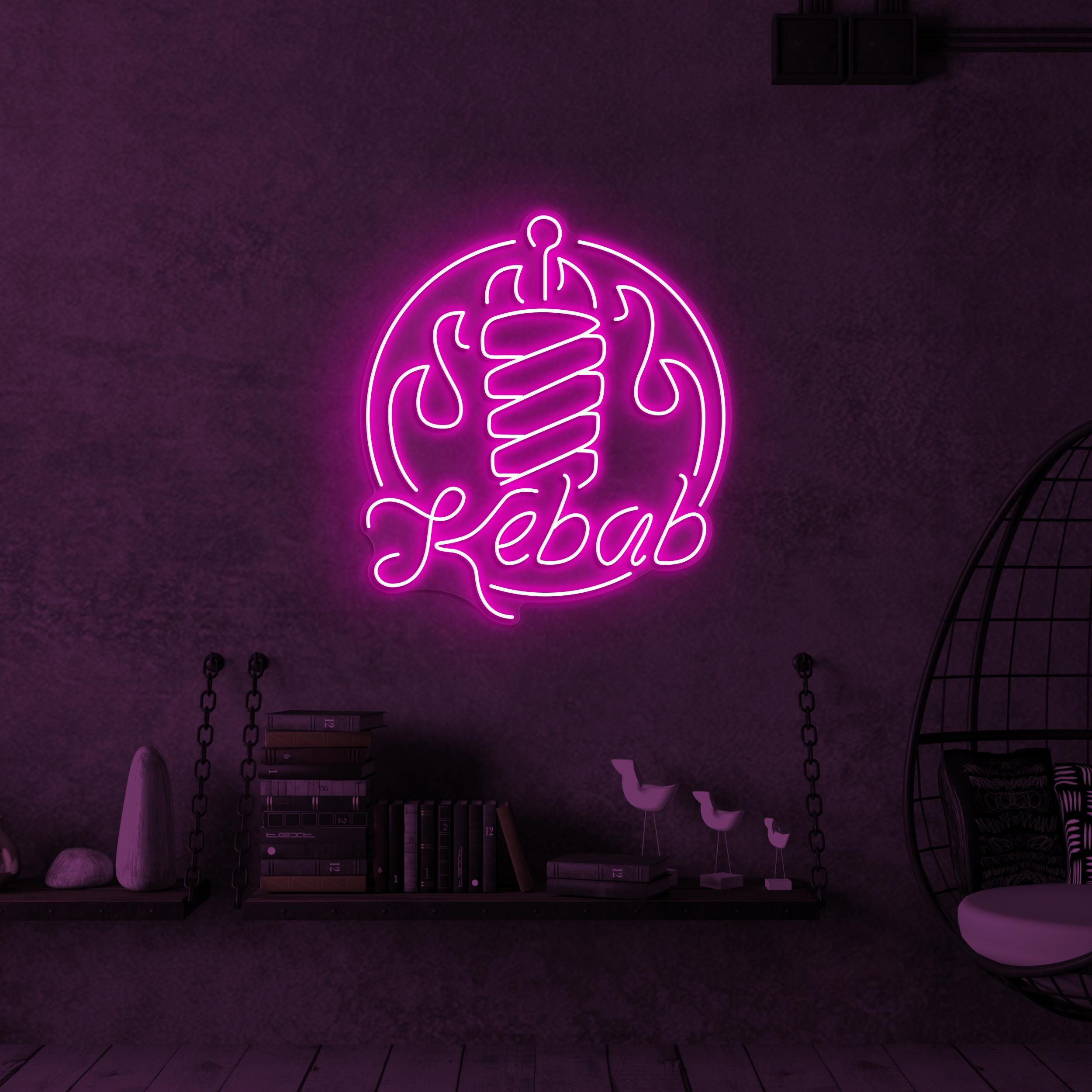 Kebab Neon Sign, Kebab Led Light, Doner Kebab Wall Decor, Restaurant Wall Art, BBQ Neon Sign, Custom Neon Art, Flaming Kebab Wall Decor