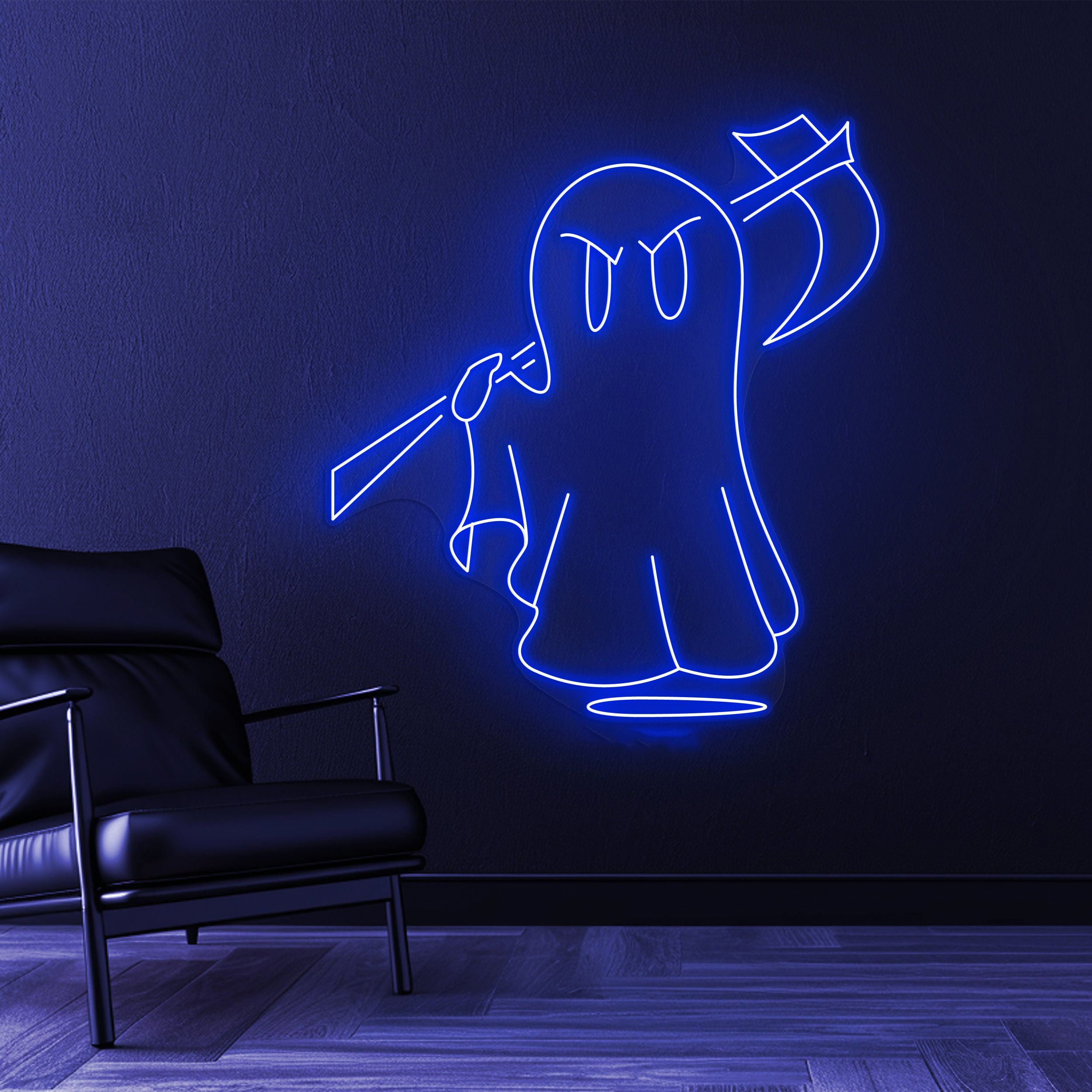 Anime Ghost Neon Sign, Grim Reaper Neon Art, Ghost Neon Light, Led Wall Art, Anime Neon Sign, Halloween Decor, Home Decor, Anime Ghost Sign