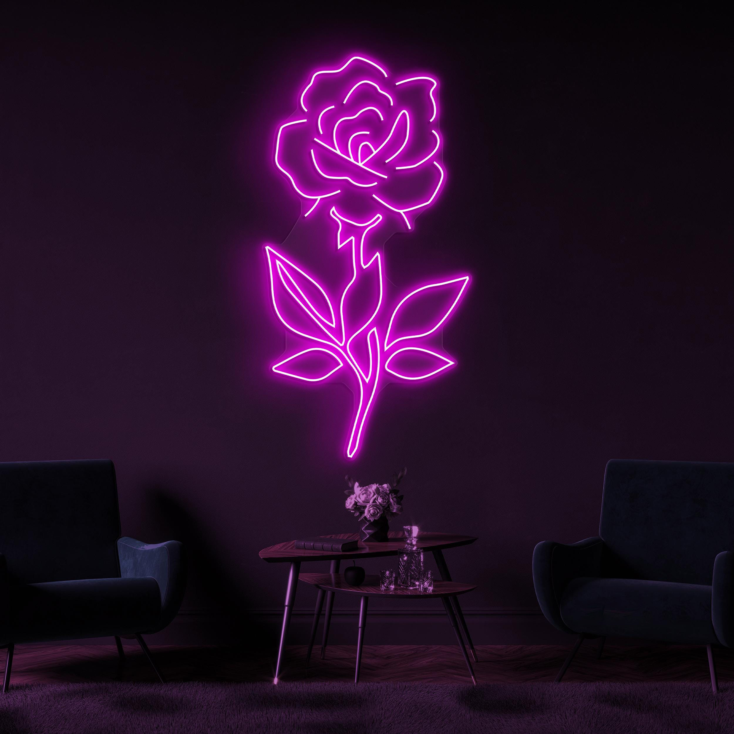 Rose Neon Sign, Rose LED Light, Home Wall Decor, Couple Neon Gift, Flower Shop Neon Light, Romantic Room Neon Decor, Rose Love Wall Light