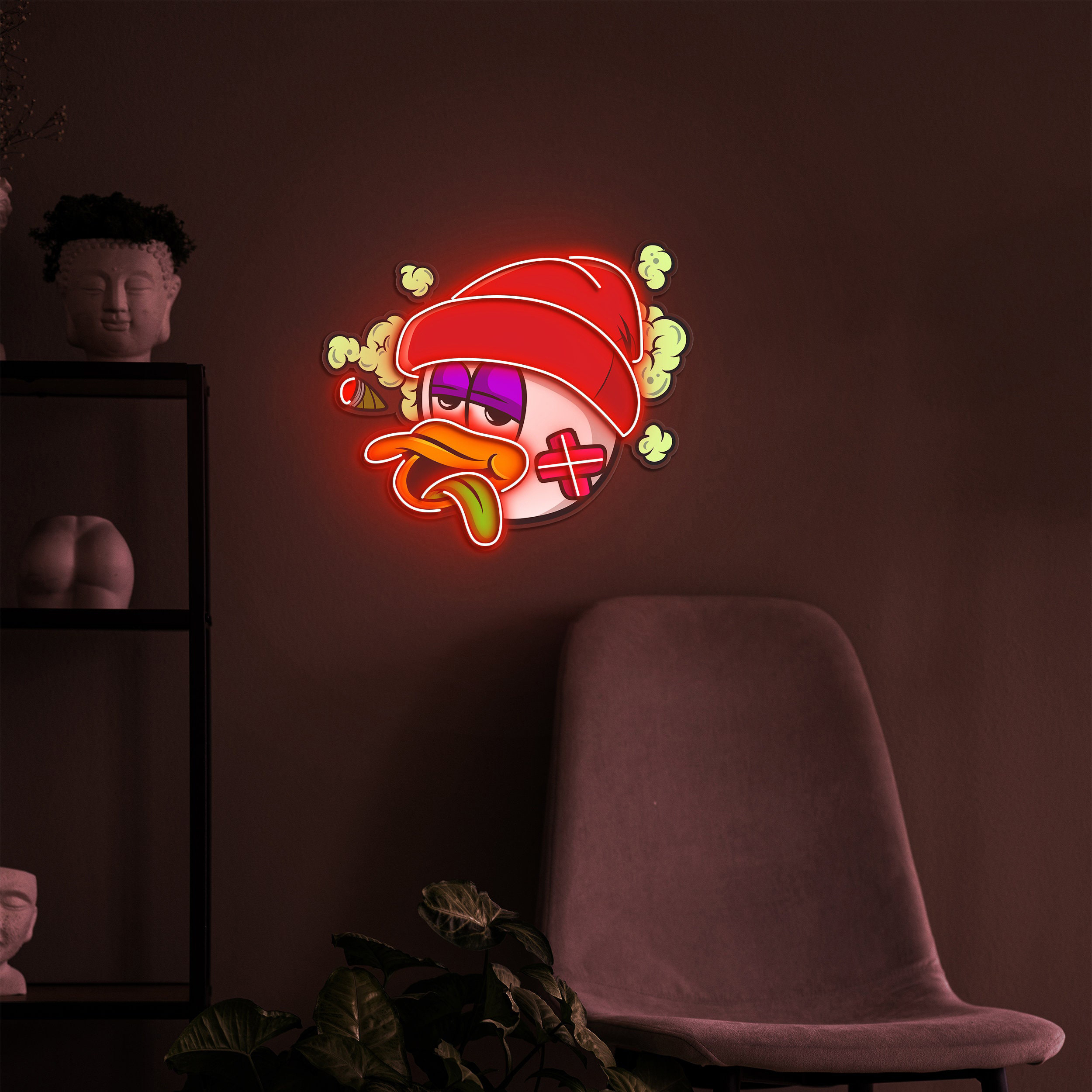 Duck Neon Sign, Duck Head Neon Light, Smoking Duck Pop Art Sign, LED Duck Light, Duck Light for Home, Office, Bedroom, and Game Room