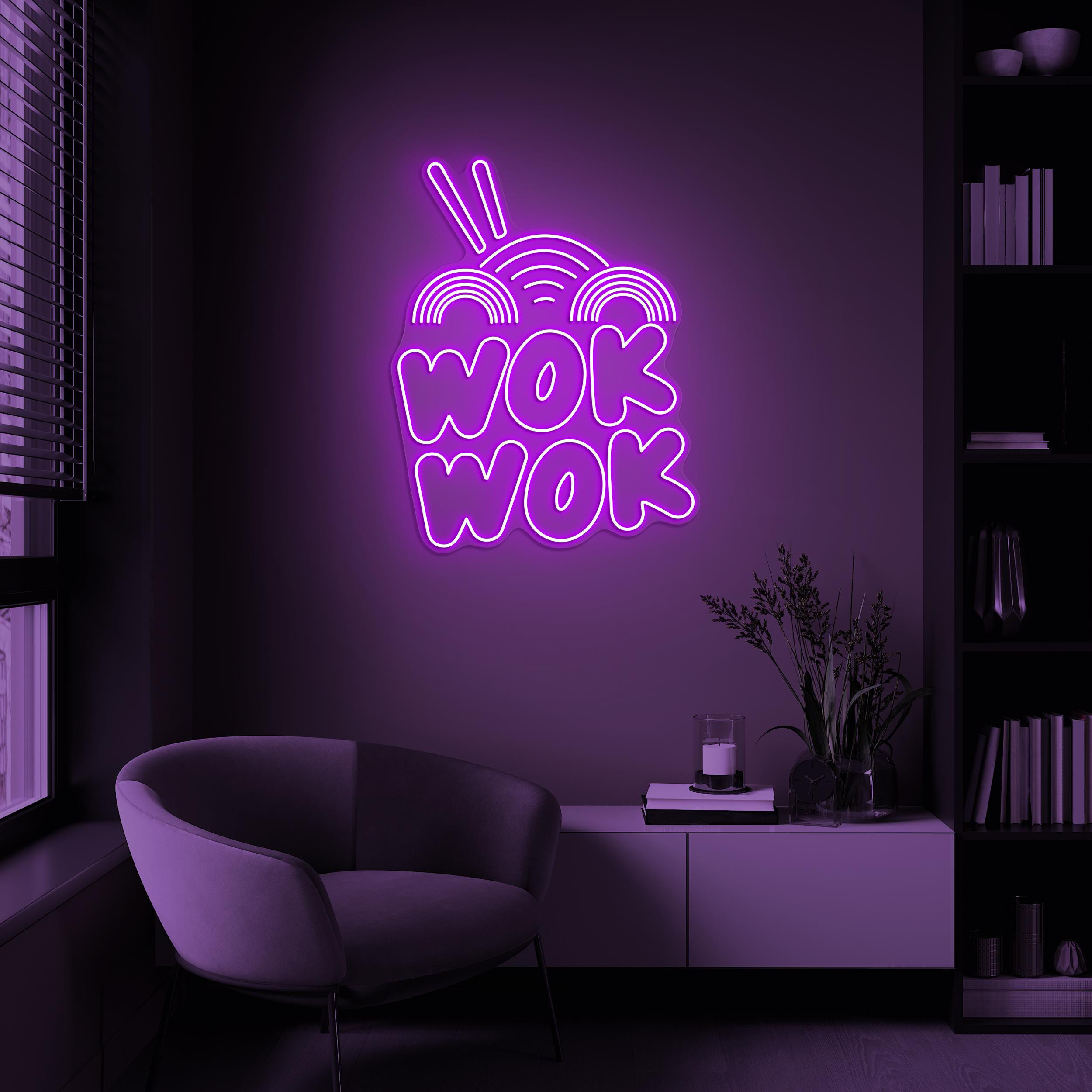 Wok Wok Neon Sign, Wok Wok LED Light, Chinese Food Wall Decor, Kitchen Wall Art, Noodles Neon Sign, Asian Restaurant Decor, Cafe Wall Art