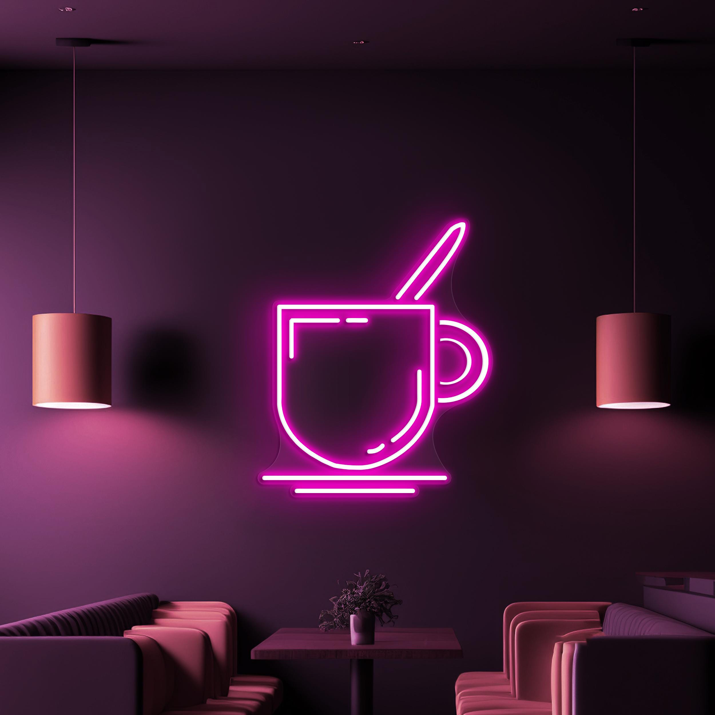 Coffee Mug Neon Sign, Coffee Mug LED Light, Coffee Shop Wall Decor, Kitchen Neon Light, Cafe, Bar, & Restaurants Wall Art, Home Neon Decor