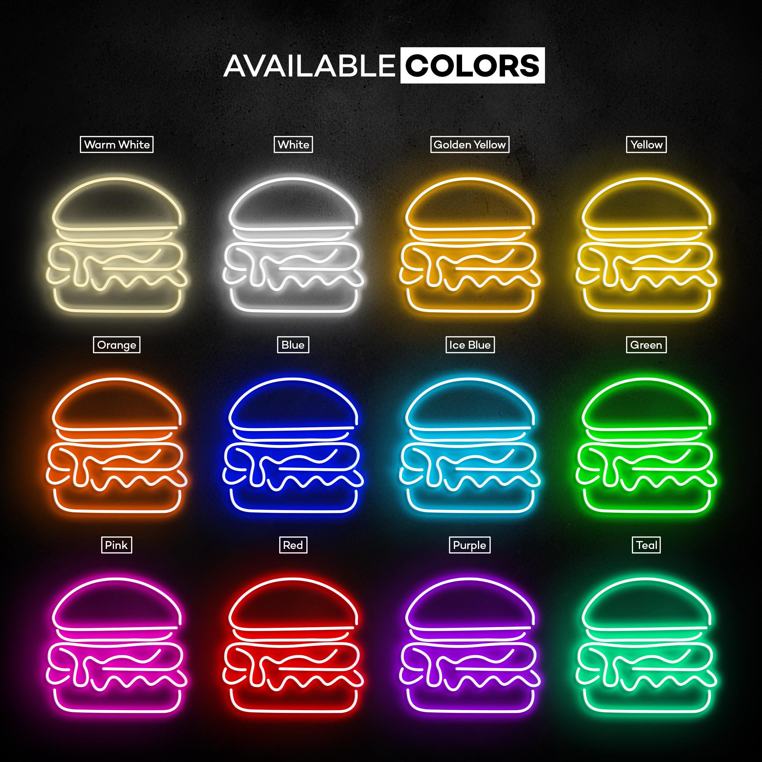 Burger Neon Sign, Burger LED Light, Burger Shop Wall Decor, Fast Food Wall Art, Hamburger Neon Decor, Restaurant Neon Light, Burger Lover