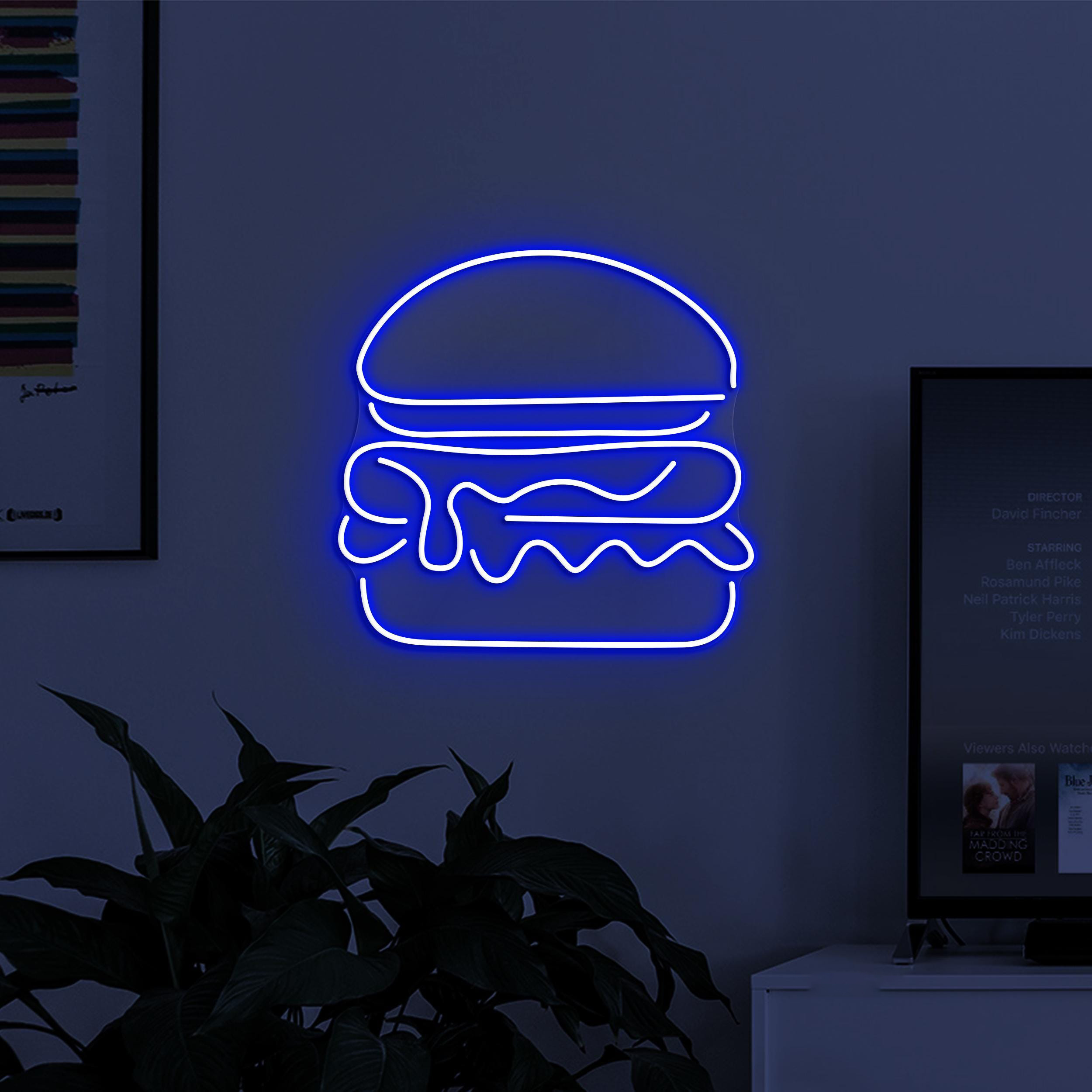 Burger Neon Sign, Burger LED Light, Burger Shop Wall Decor, Fast Food Wall Art, Hamburger Neon Decor, Restaurant Neon Light, Burger Lover