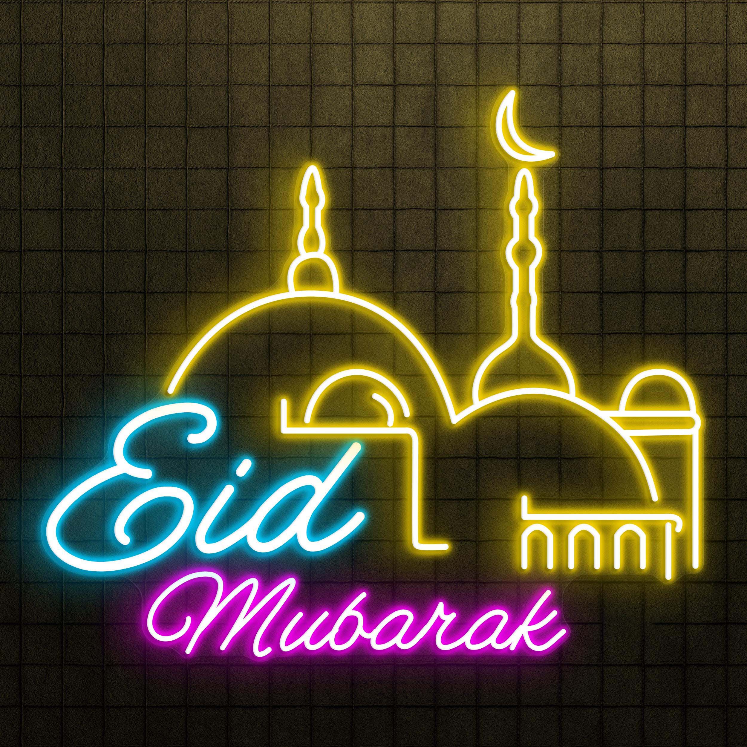 Eid Mubarak Neon Sign, Eid Mubarak LED Light, Muslim Home Wall Decor, Mosque Wall Art, Personalized Eid Sign, Islamic Festival Neon Light