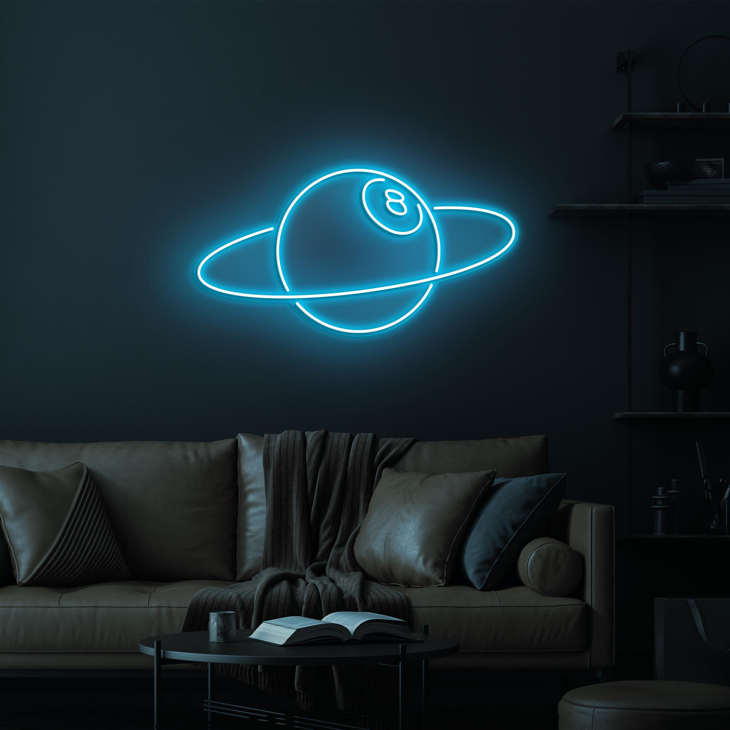 8-Ball Planet Neon Sign, 8-Ball Planet LED Light, Planet LED Neon Art, Space 8-Ball Wall Decor, Sports Shop Decor, Game Room Art, Ball Love