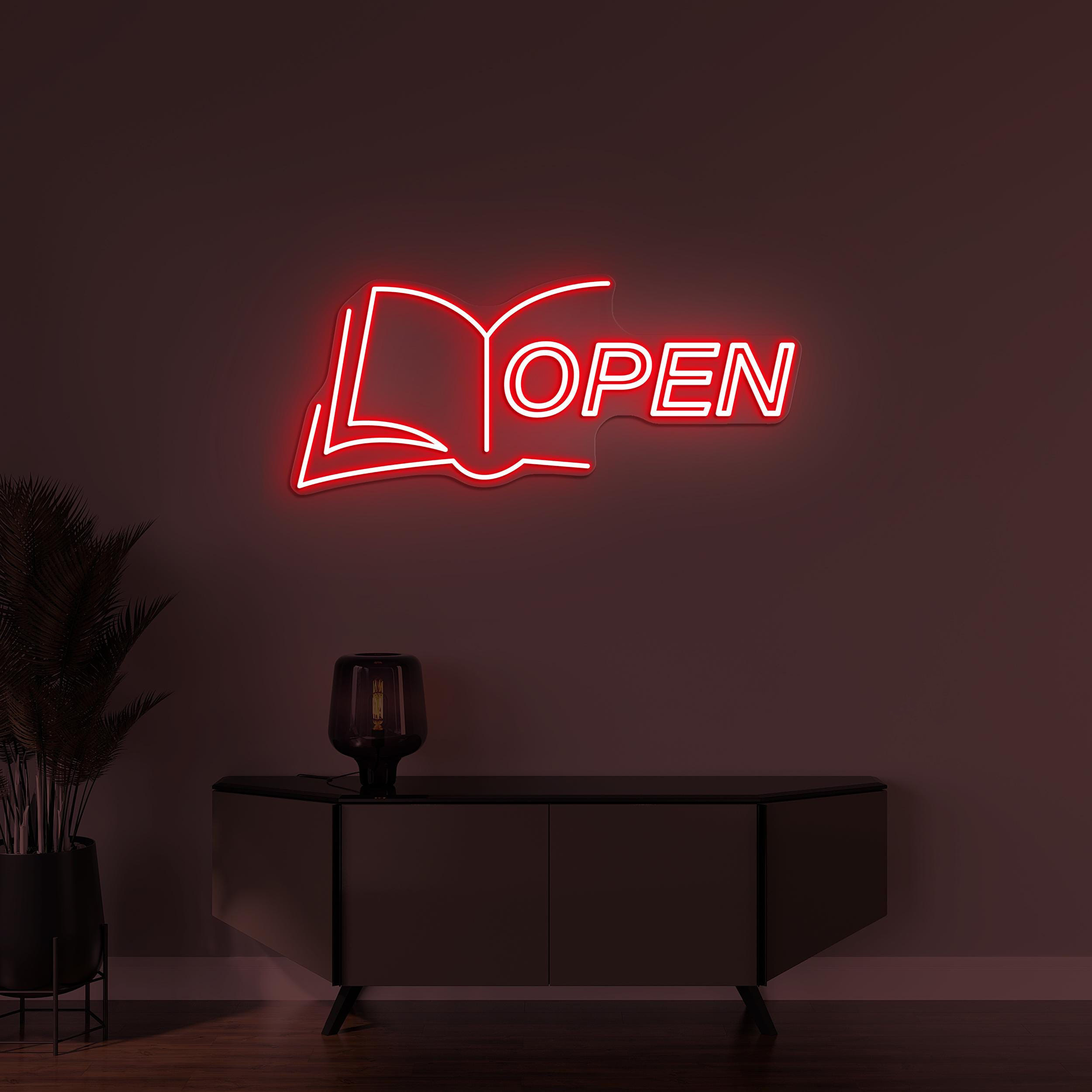 Open Book Neon Sign, Book Open LED Light, Book Open Shop Neon Light, Book Store Wall Decor, Books Lover Gift, Library Wall Art, Bookish Sign