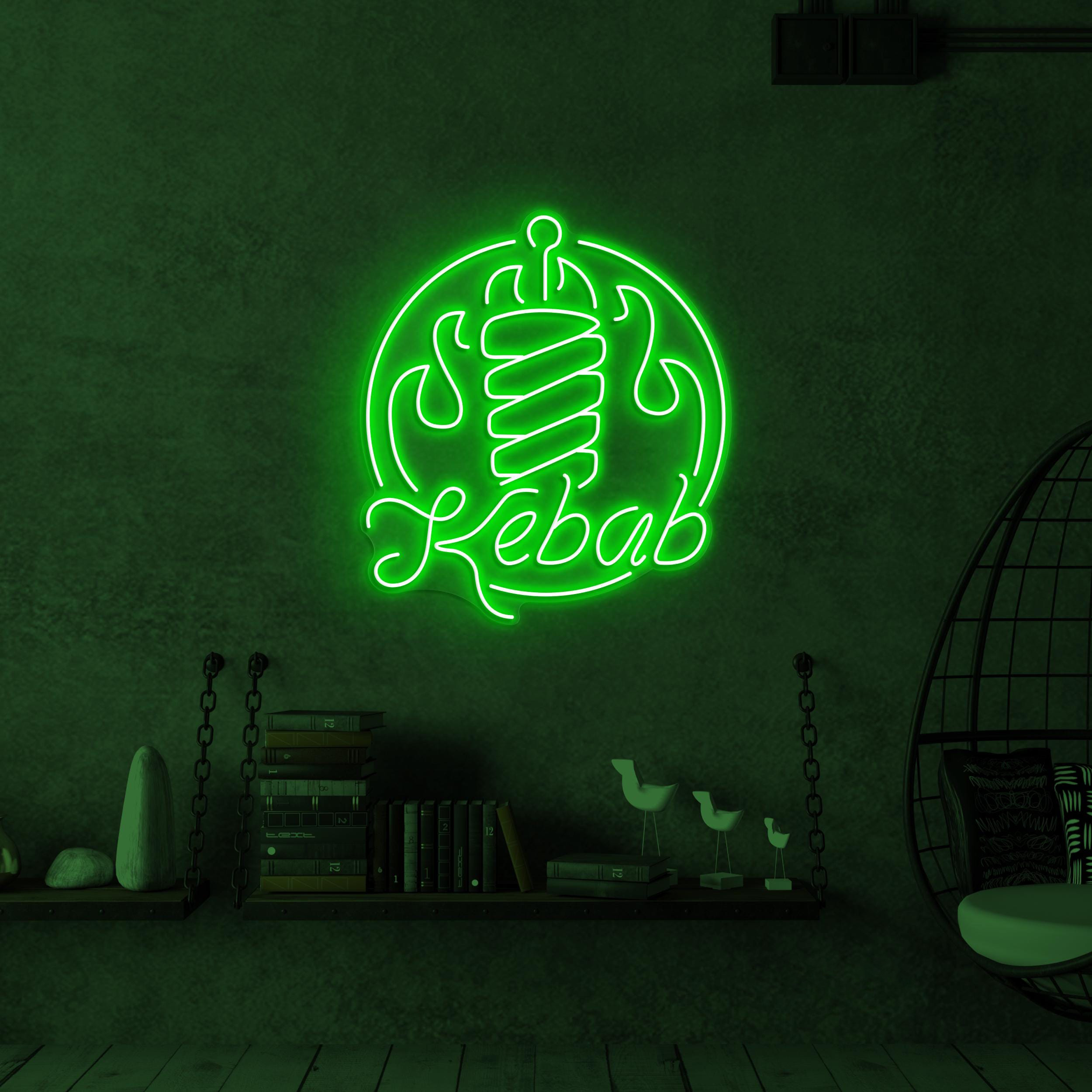 Kebab Neon Sign, Kebab Led Light, Doner Kebab Wall Decor, Restaurant Wall Art, BBQ Neon Sign, Custom Neon Art, Flaming Kebab Wall Decor