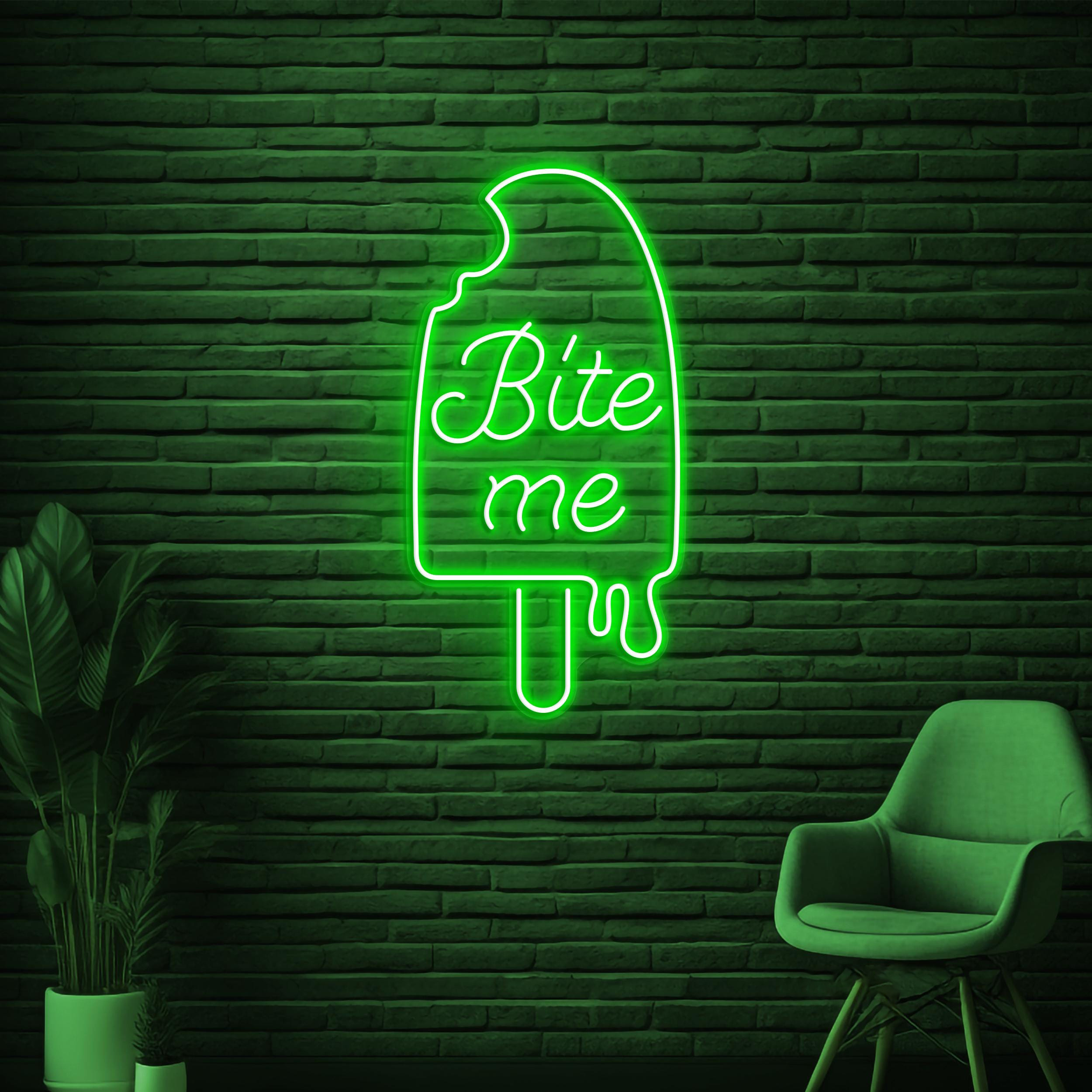 Bite Me Neon Sign, Bite Me LED Light, Ice-cream Wall Decor, Ice-cream Shop Wall Art, Custom Neon Sign, Popsicle Neon Sign, Popsicle Lover