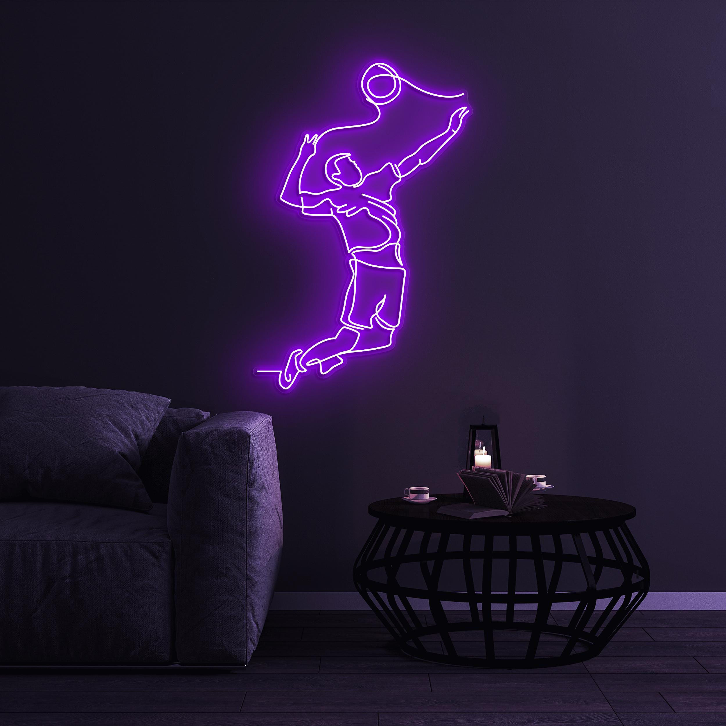 Jumping Player Neon Sign, Jumping Player LED Light, Sports Man LED Neon Art, Sports Club Wall Art, Gallery Wall Decor, Game Room Wall Art