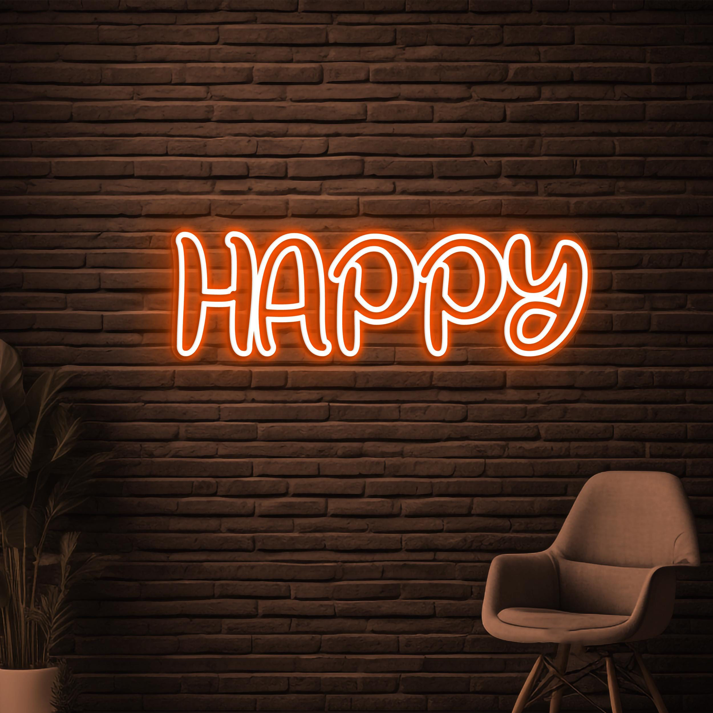 Happy Neon Sign, Happy LED Light, Home Wall Decor, Positive Vibes Neon Light, Party Barr Club Wall Art, Happy Mood Neon Sign, Cafe Decor
