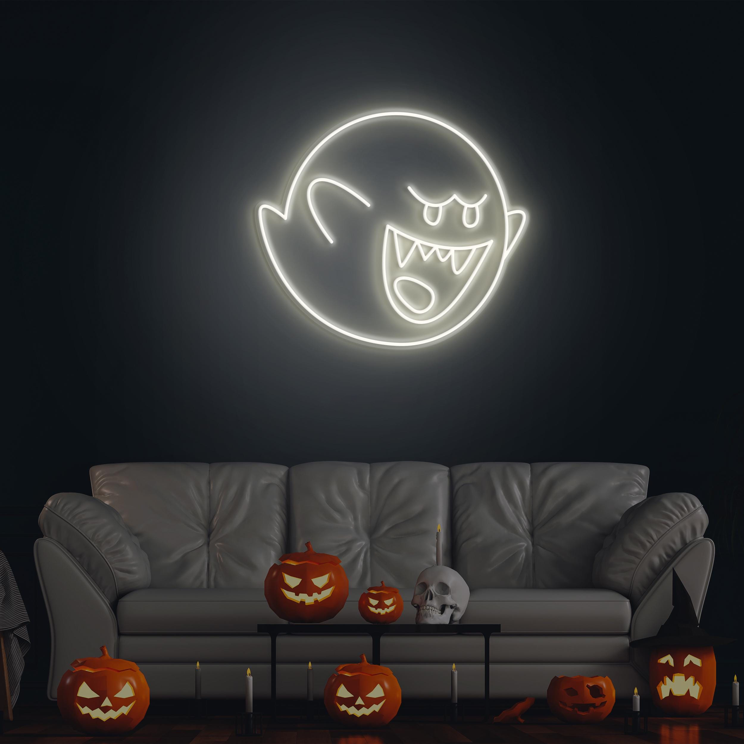 Ghost Neon Sign, Ghost LED Light, Scary Ghost LED Neon Art, Cute Ghost Wall Decor, Ghost Party Decor, Led Party Sign, Horror House Art, Gift