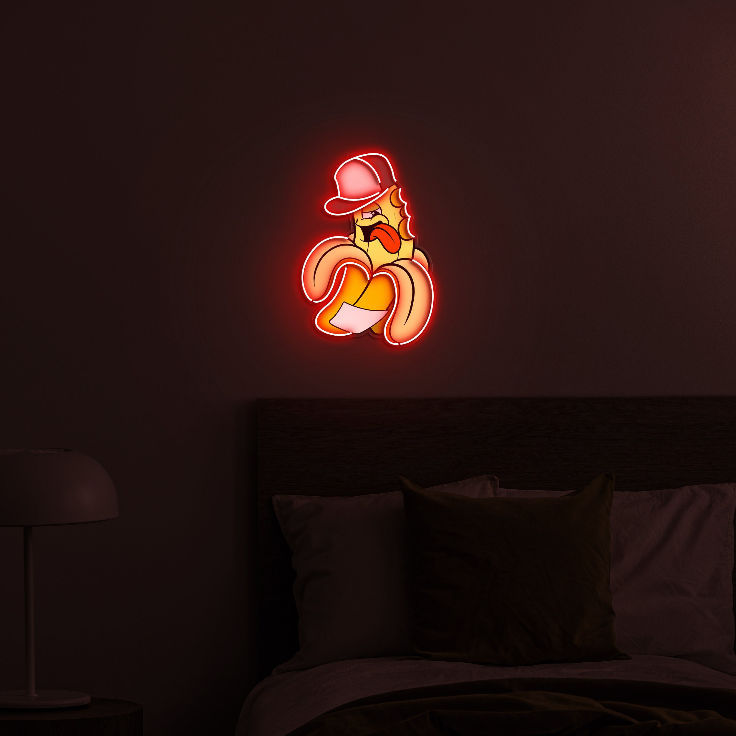 Banana LED Neon Light, Led Pop Art Sign, Banana baseball cap Neon Sign, Banana Neon Sign for Bedroom or Living Room Decor, Custom Gift idea
