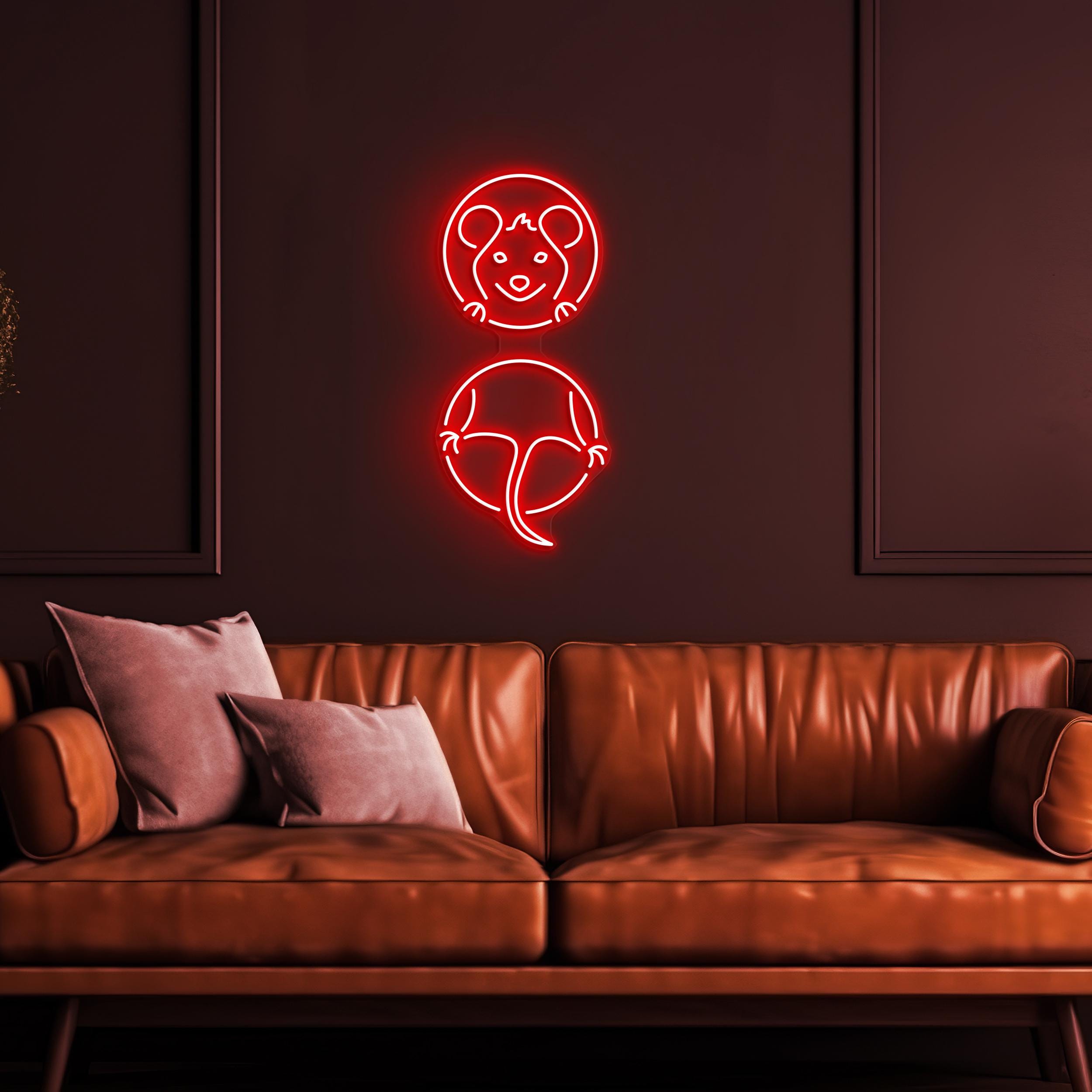 Rat In Hole Neon Sign, Rat In Hole Led Light, Cute Mouse Wall Decor, Kids Room Wall Art, Animal Shop Neon Light, Custom Sign, Mice Wall Art