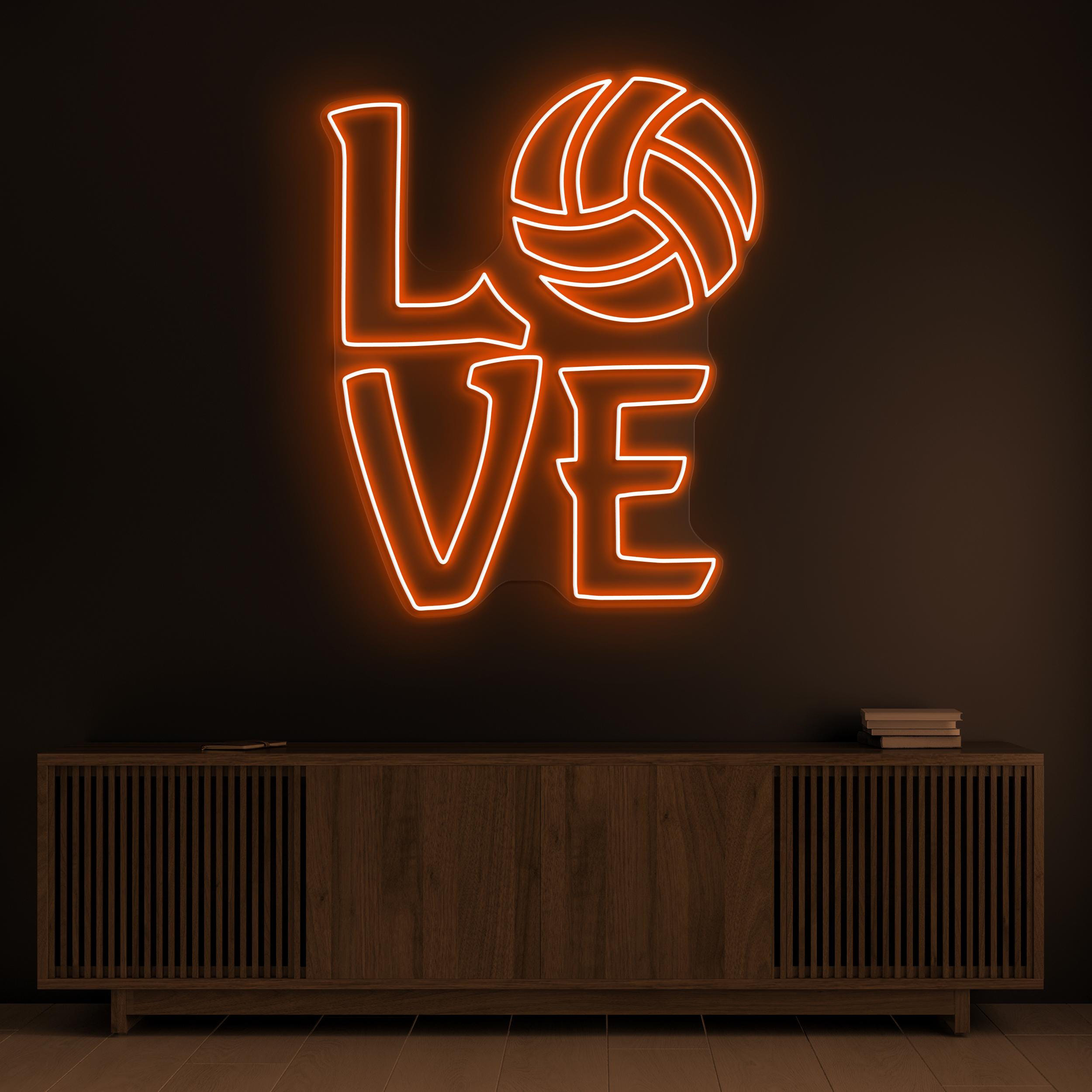 Volleyball Love Neon Sign, Volleyball Love LED Light, Love Logo Wall Decor, Volleyball Lover Gift, Couple Room Neon Light, Sports Shop Decor